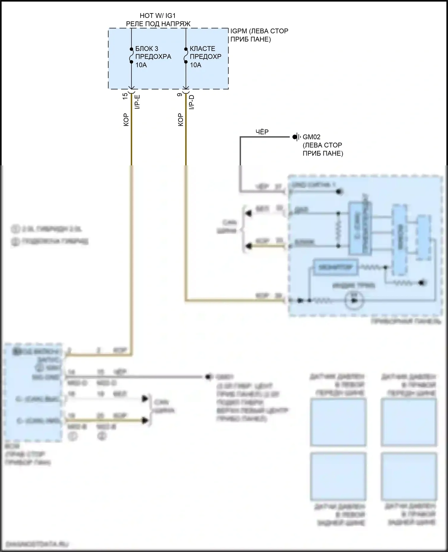 Optima Kia IV (2015-2018): Электросхема контроля давления в шинах, гибрид 