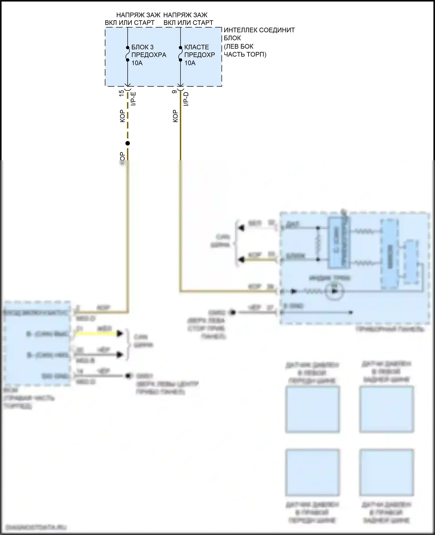 Optima Kia IV (2015-2018): Электросхема контроля давления в шинах, кроме гибридной 