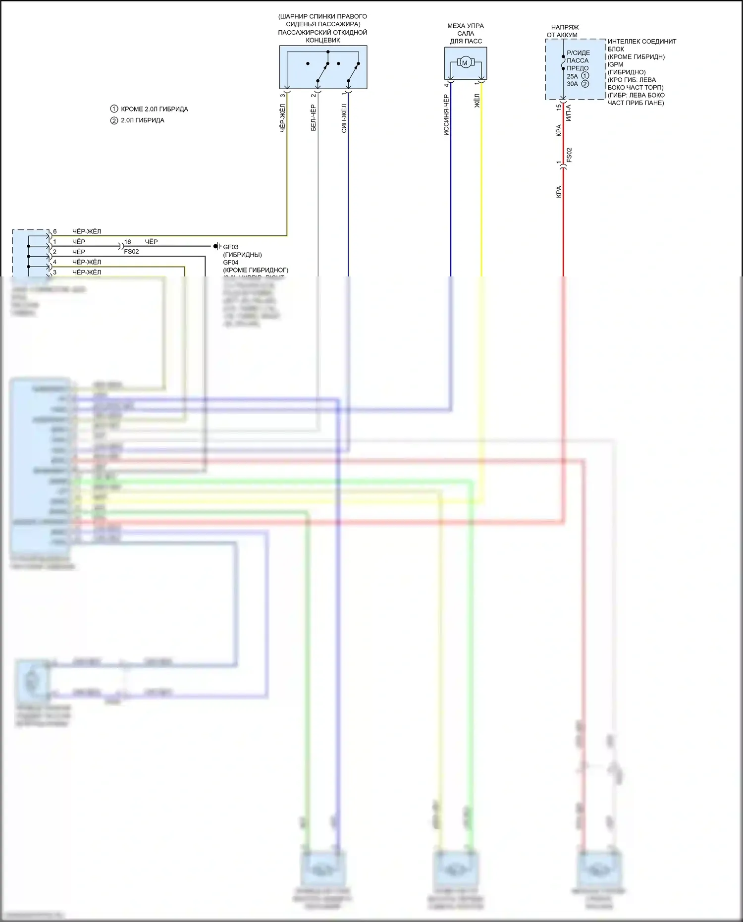 Optima Kia IV (2015-2018): Электросхема сиденья с электроприводом для пассажиров, 10-сторонняя 
