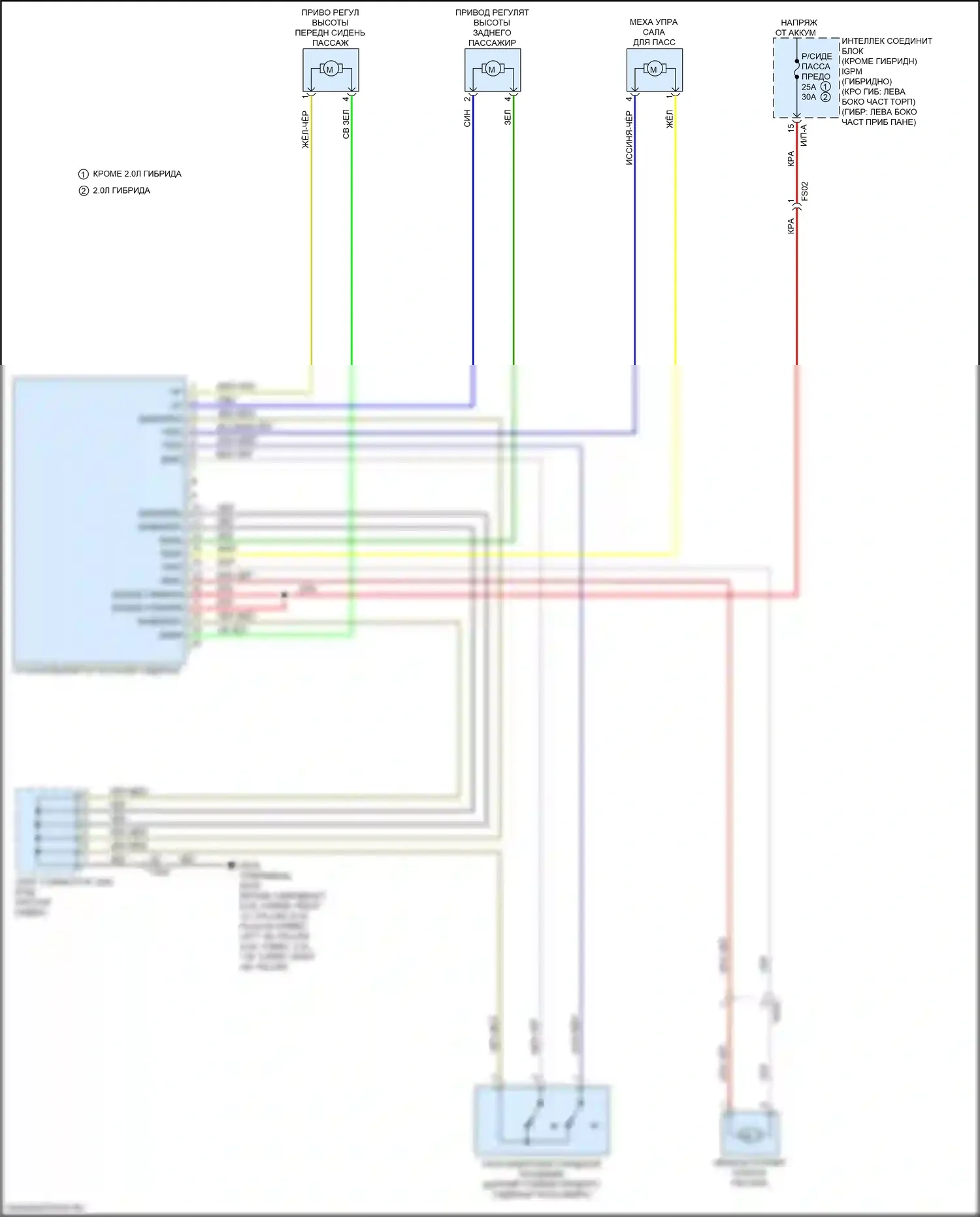 Optima Kia IV (2015-2018): Электросхема сиденья с электроприводом для пассажиров, 8-ходовая 