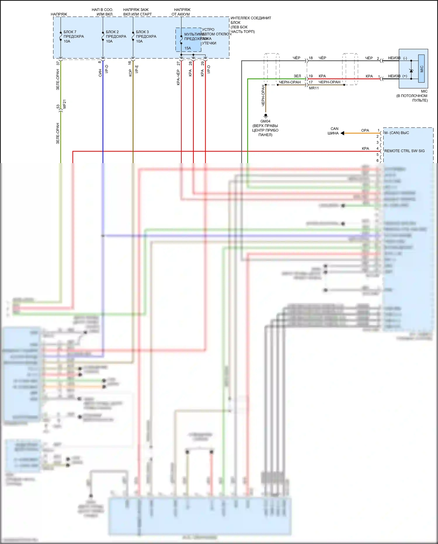 Optima Kia IV (2015-2018): Электросхема навигации, за исключением гибридной и подключаемой в гибридной версии 4.0 и pio без усилителя (3 из 3) 