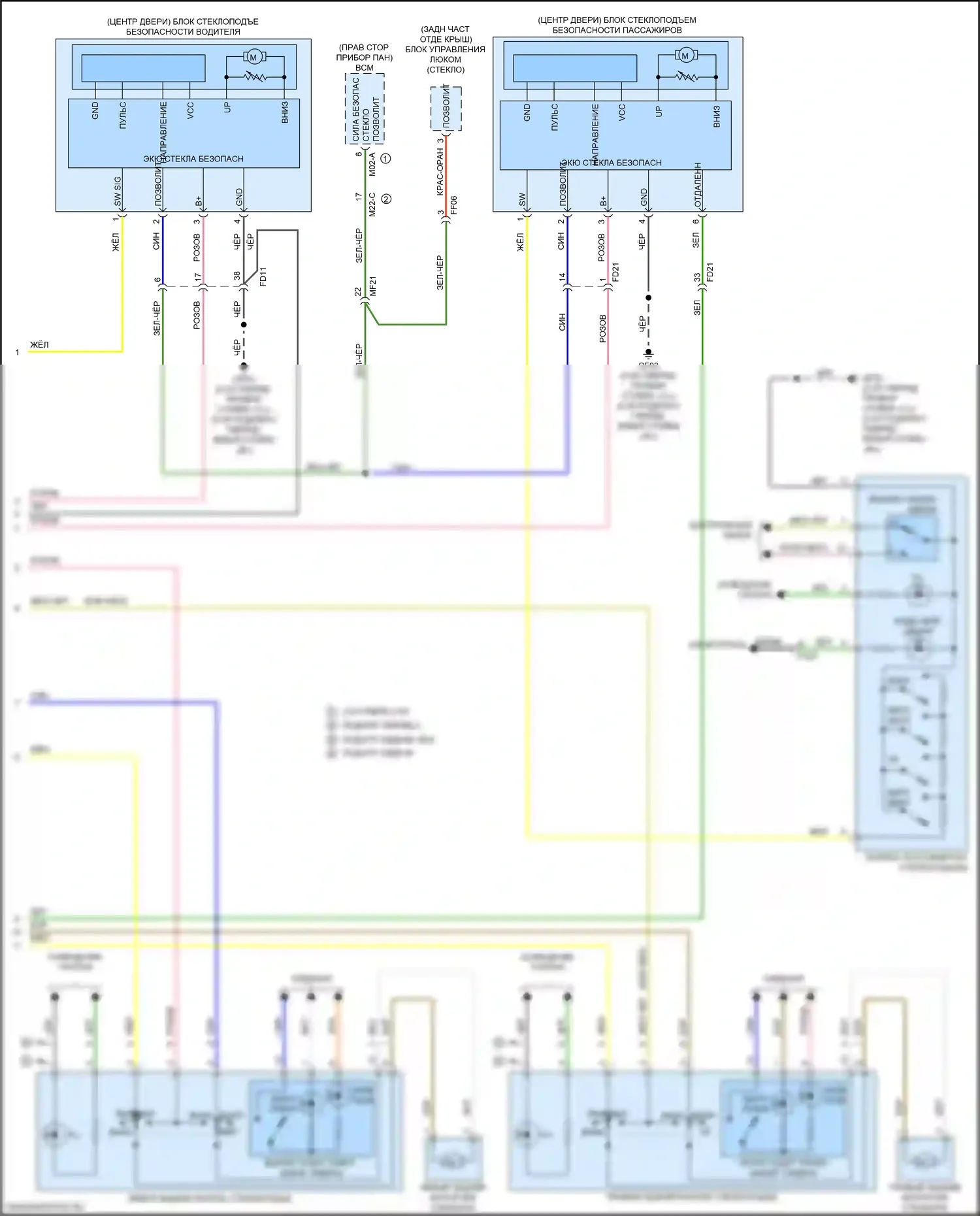Optima Kia IV (2015-2018): Электросхема стеклоподъемников, гибрид без имов (2 из 2) 