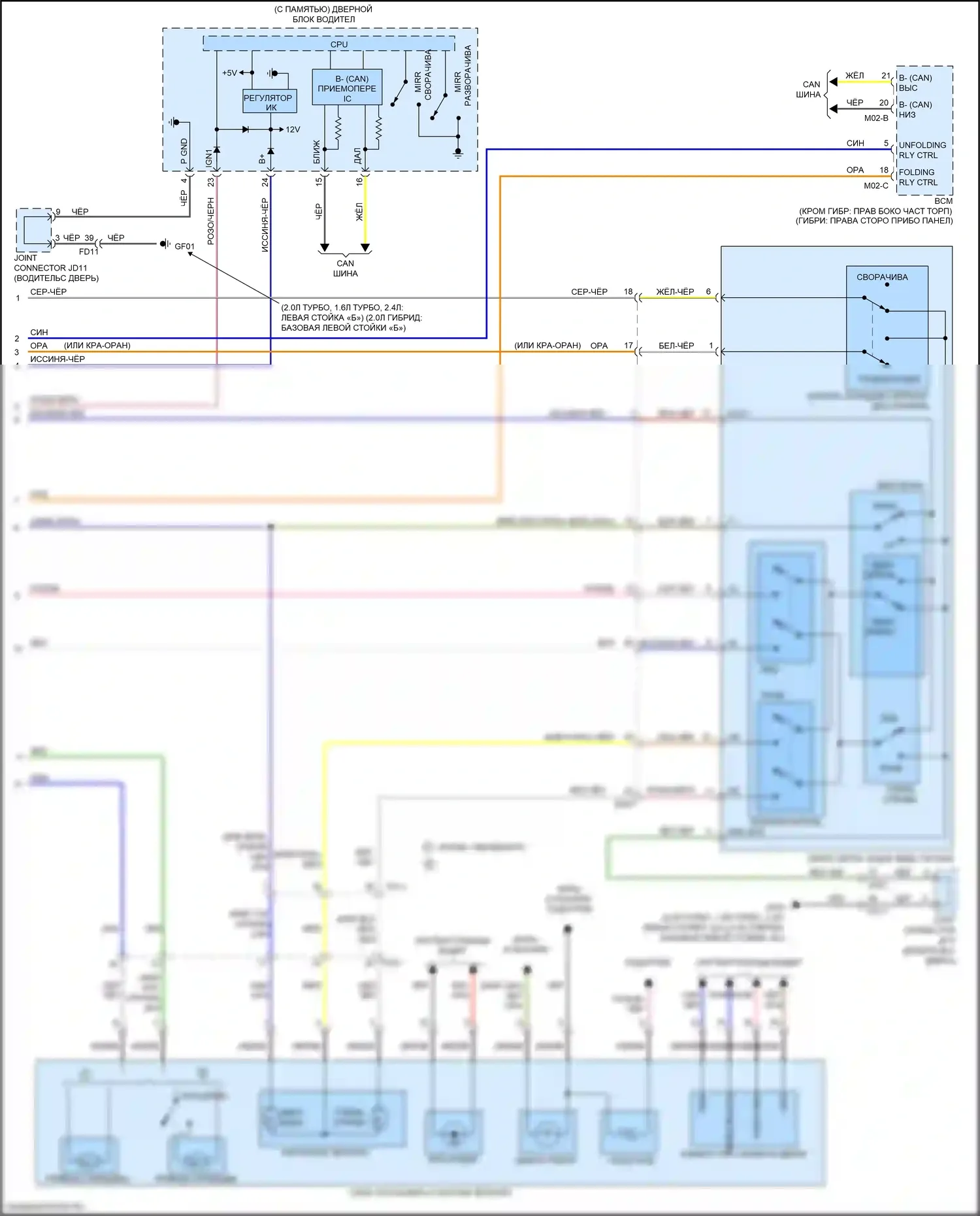 Optima Kia IV (2015-2018): Электросхема зеркала питания (2 из 2) 