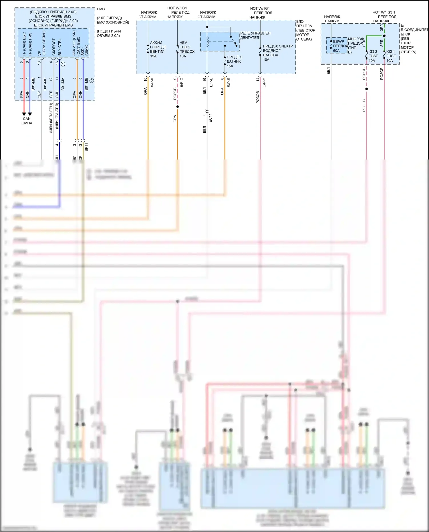 Optima Kia IV (2015-2018): Электросхема вентилятора охлаждения, гибридного (2 из 2) 