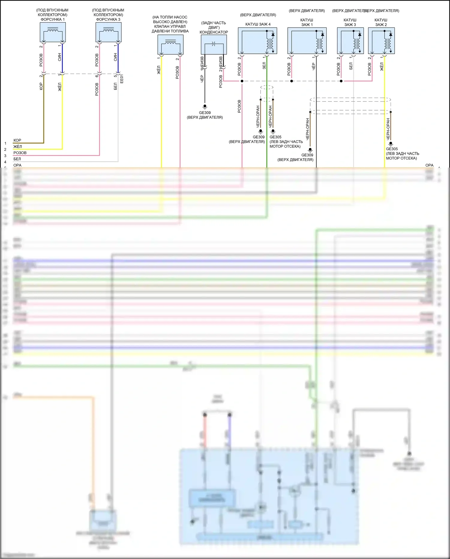 Rio X-Line Kia I (2017-2020): Электросхема двигателя 1.6l, ручной коробки передач (5 из 6) 