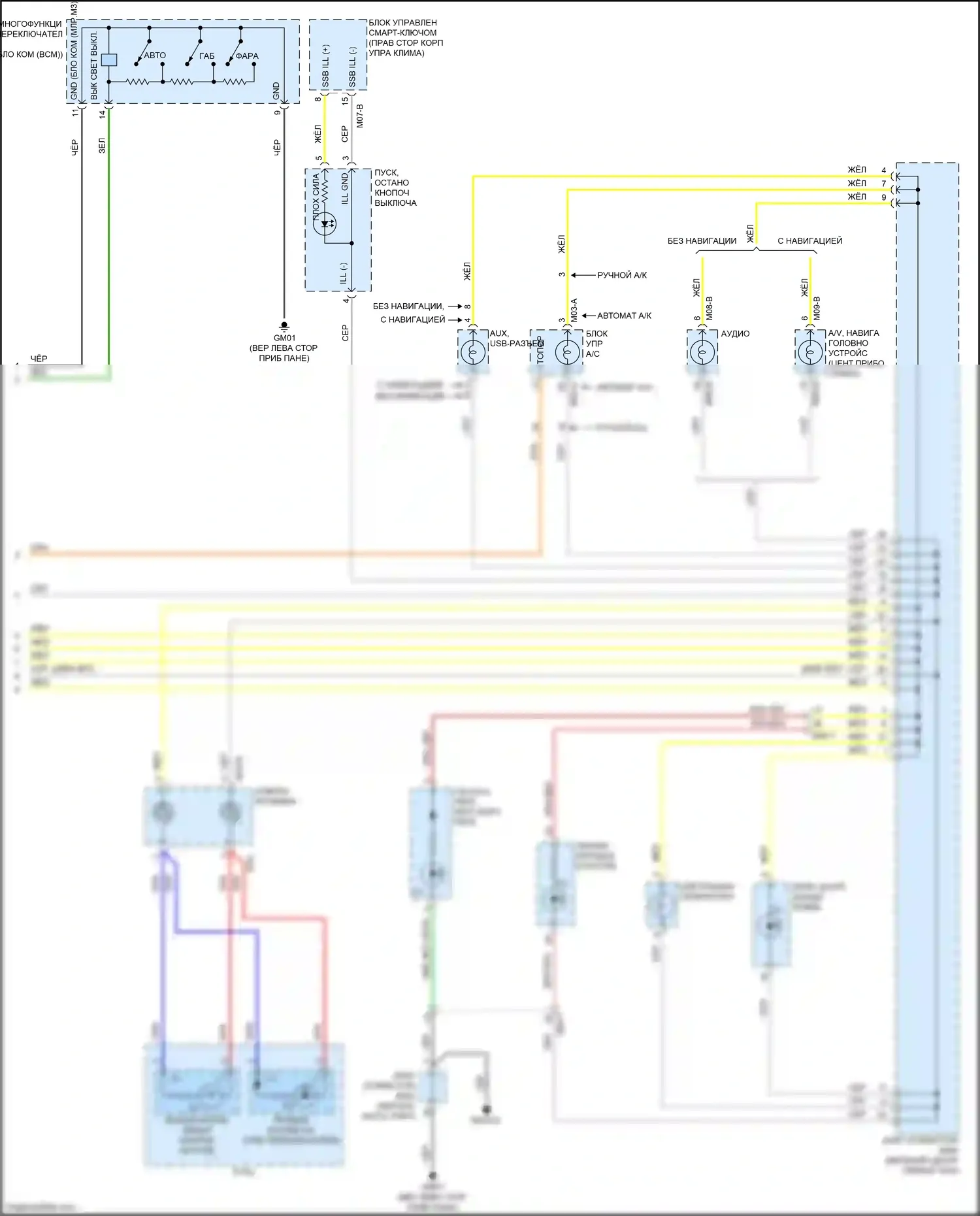 Rio X-Line Kia I (2017-2020): Электросхема подсветки приборной панели (2 из 2) 