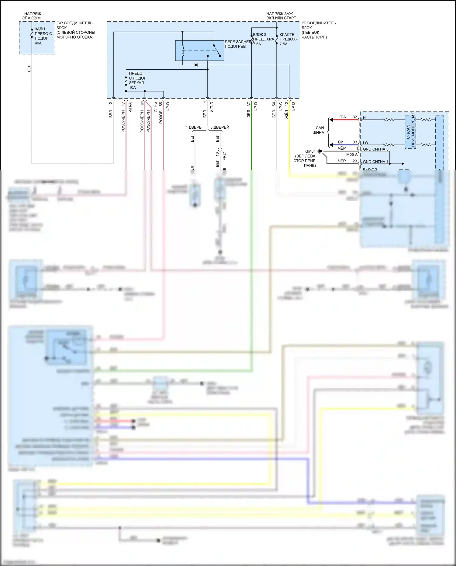 Rio X-Line Kia I (2017-2020): Электросхема подогрева стекол, климатконтроль 