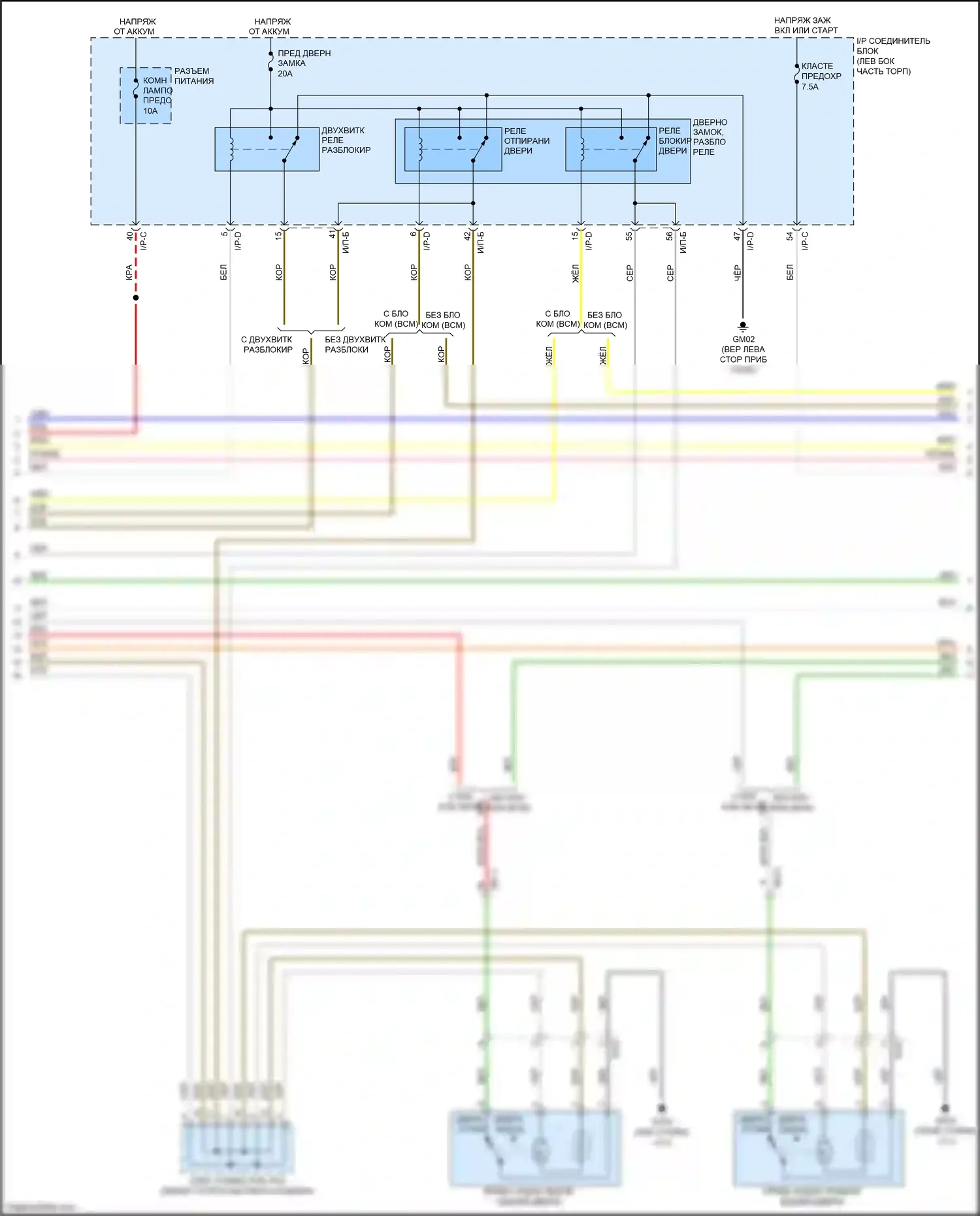 Rio X-Line Kia I (2017-2020): Электросхема центрального замка (2 из 3) 