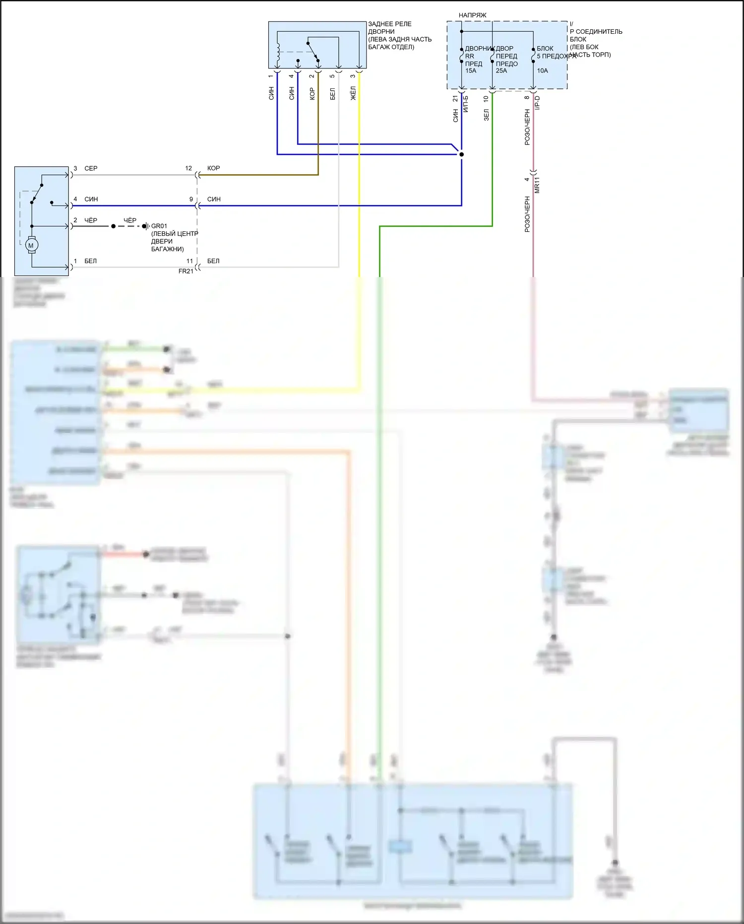 Rio X Kia I (2020-2024): Электросхема задних дворников и омывателей с блоком комфорта (bcm) 