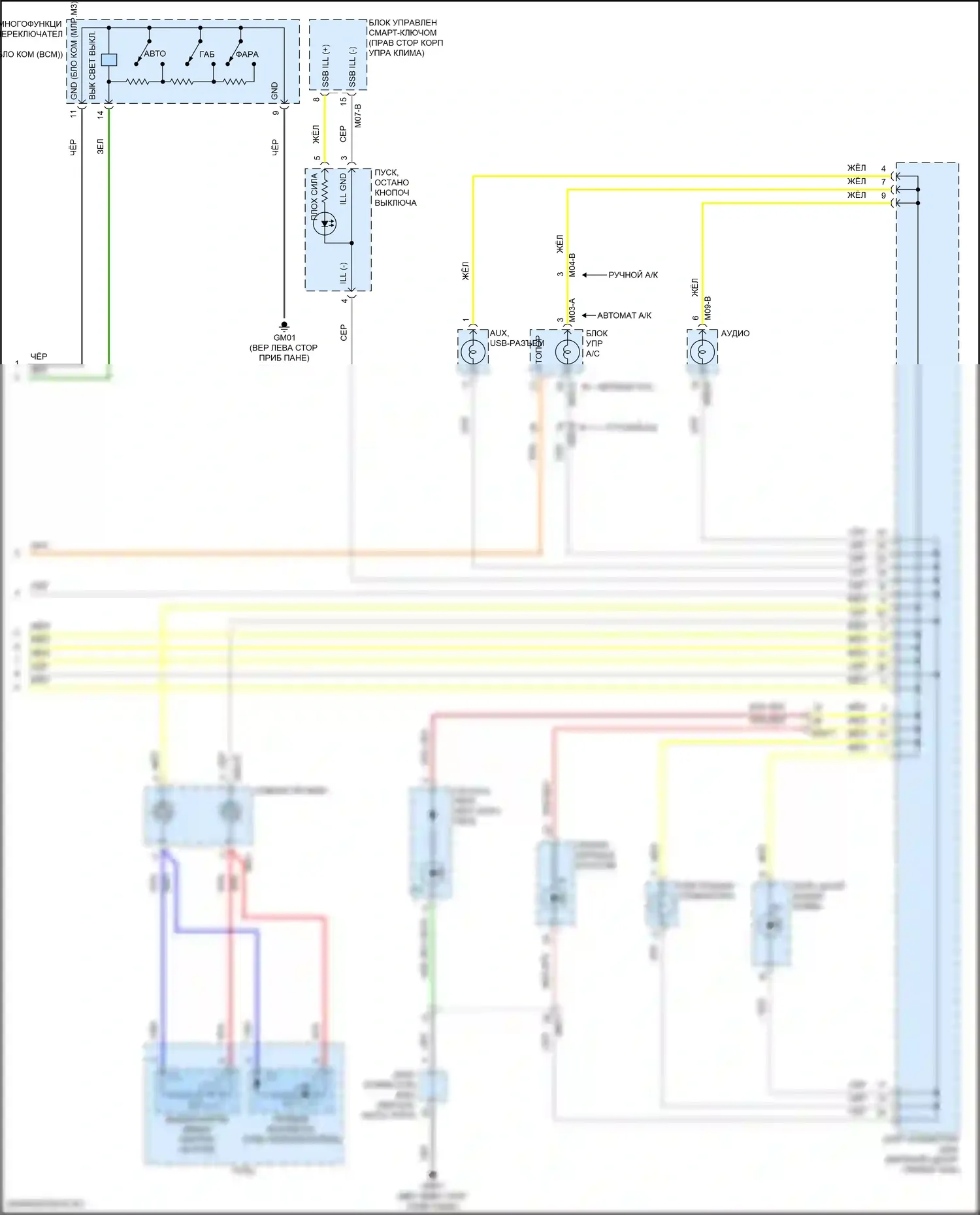 Rio X Kia I (2020-2024): Электросхема подсветки приборной панели (2 из 2) 