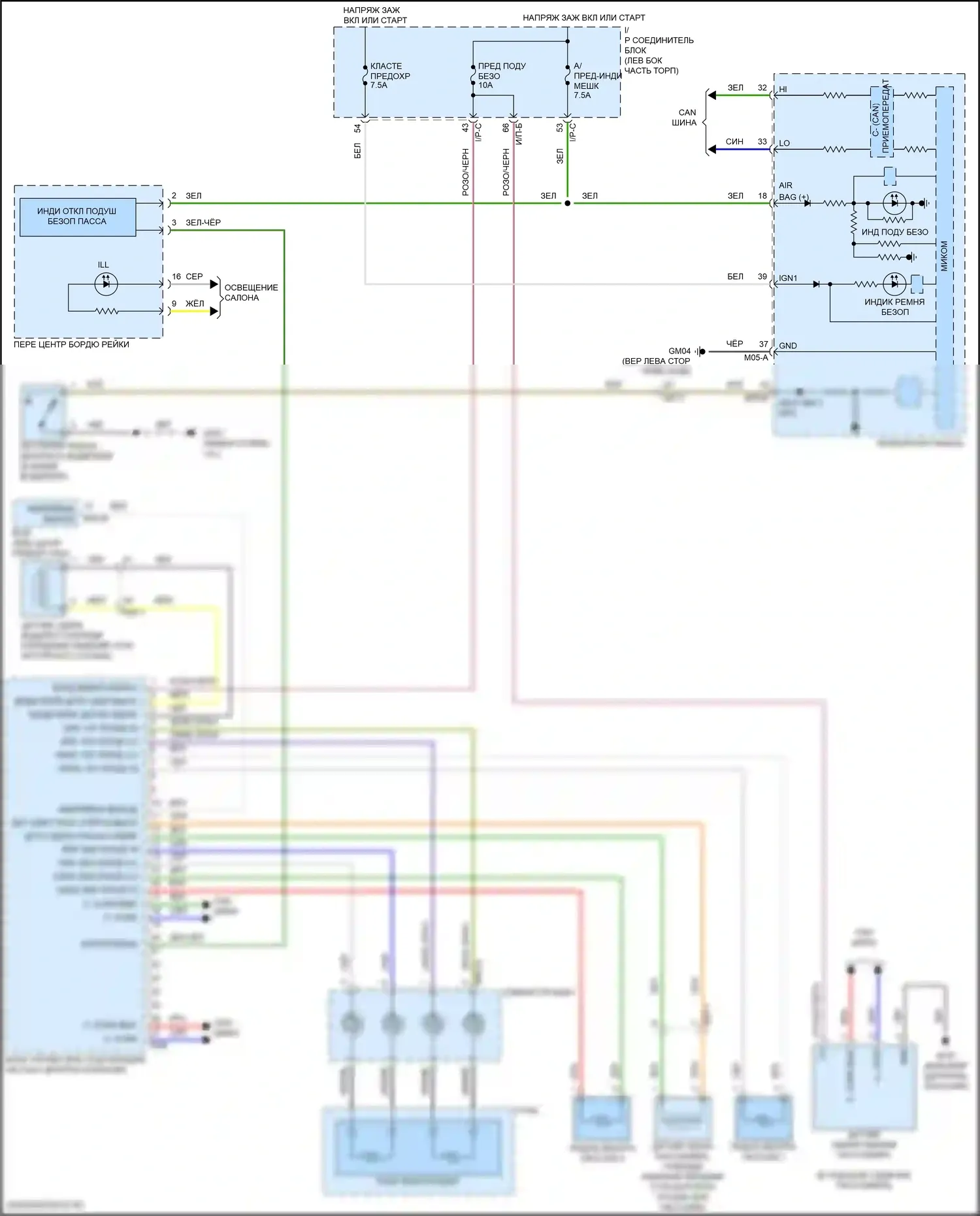 Rio X Kia I (2020-2024): Электросхема подушек безопасности (1 из 2) 