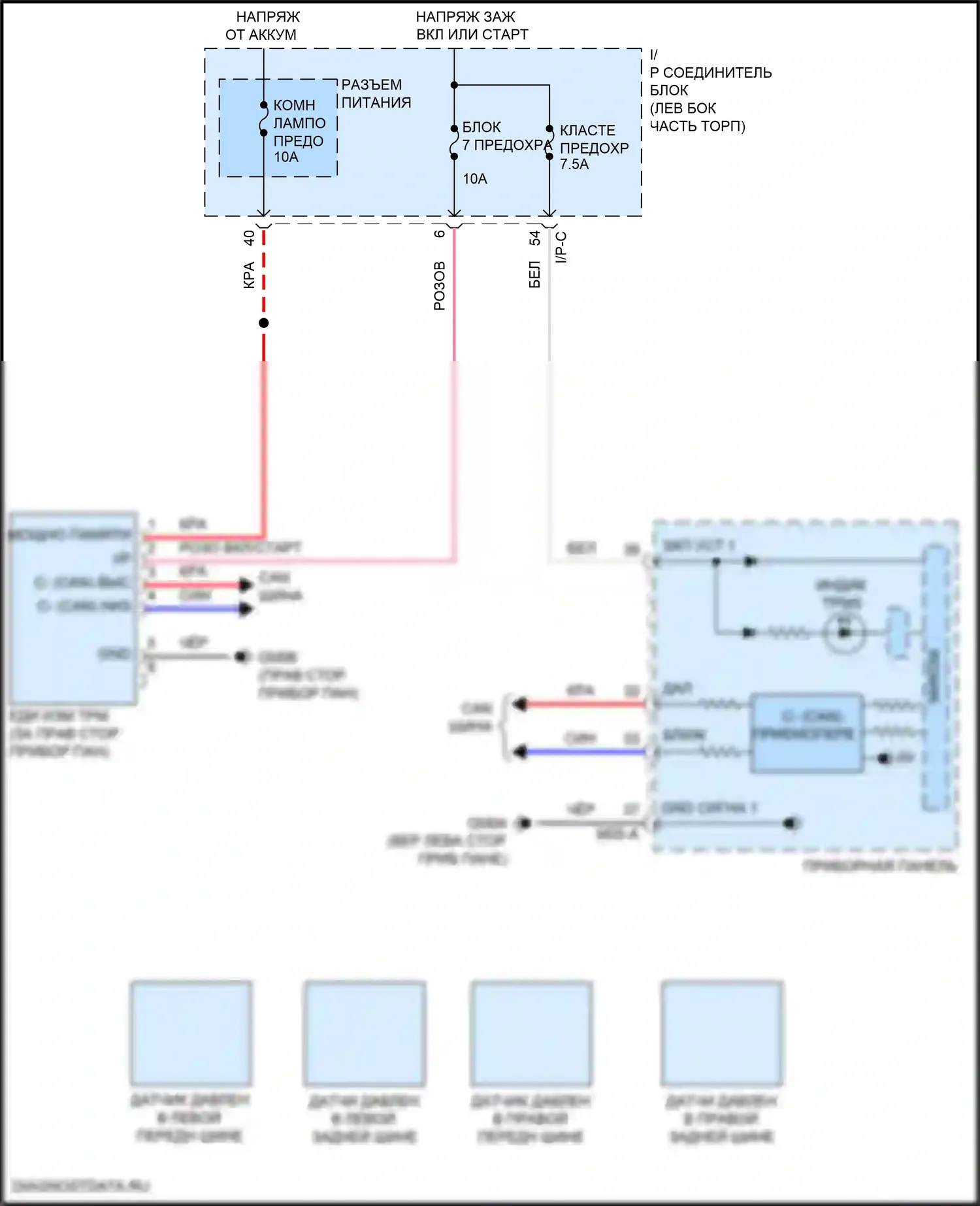 Rio X Kia I (2020-2024): Электросхема контроля давления в шинах 