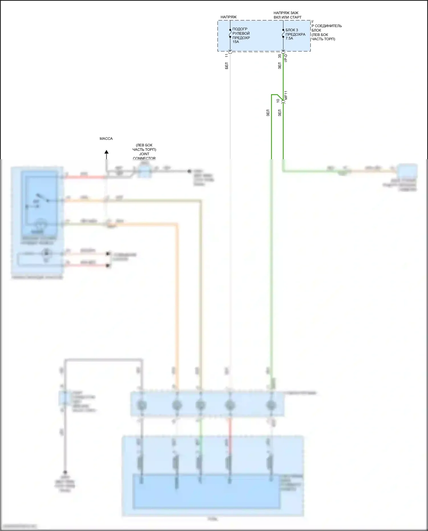 Rio X Kia I (2020-2024): Электросхема рулевого колеса с подогревом 