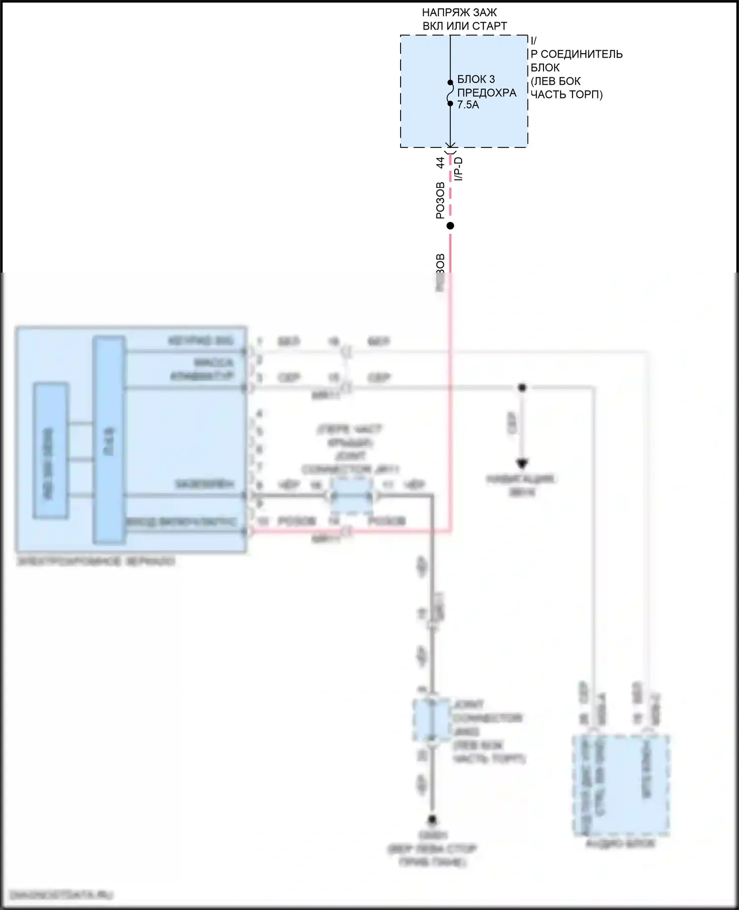 Rio X Kia I (2020-2024): Электросхема электрохромного зеркала 