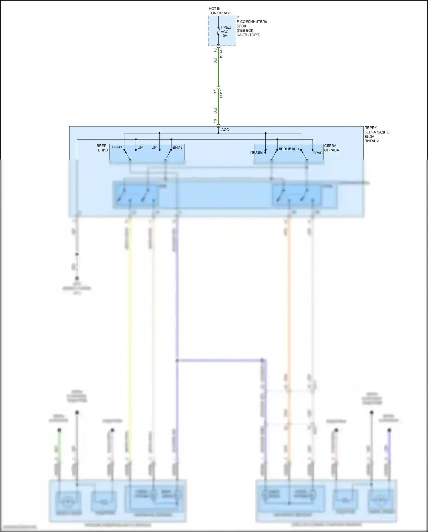 Rio X Kia I (2020-2024): Электросхема силового зеркала 