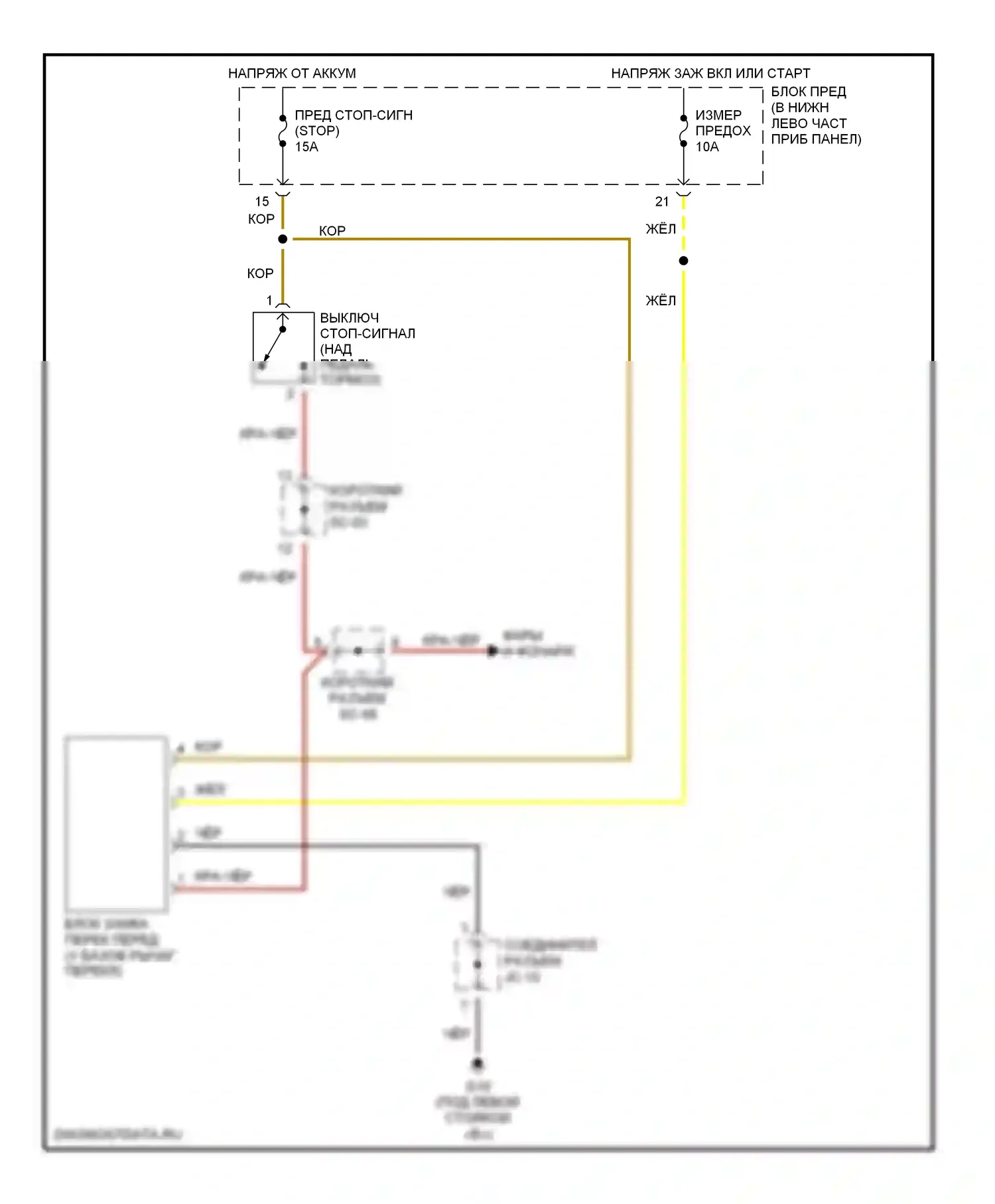 Rio Kia I рестайлинг (2002-2005): Электросхема блокировки селектора 