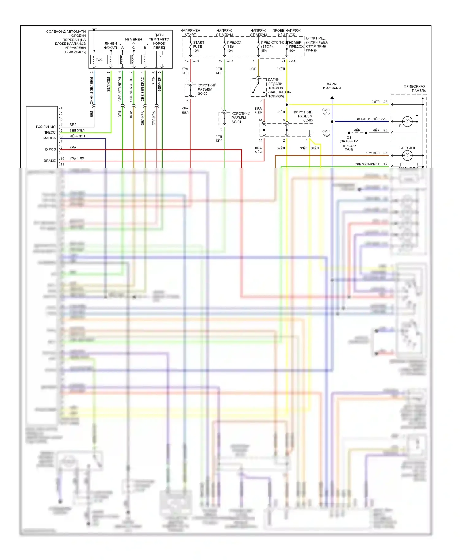 Rio Kia I рестайлинг (2002-2005): Электросхема автоматической коробки передач 