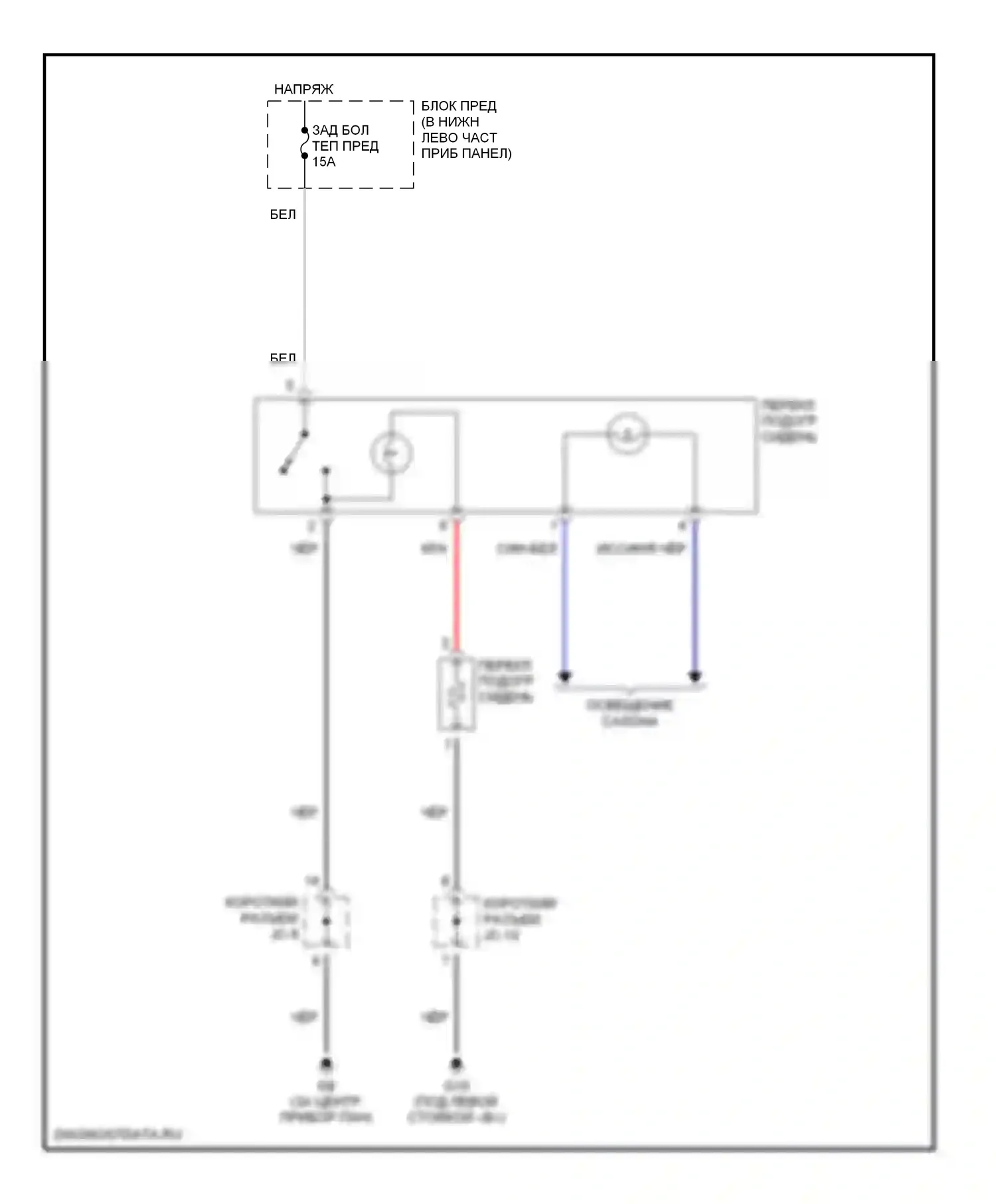 Rio Kia I рестайлинг (2002-2005): Электросхема сидений 