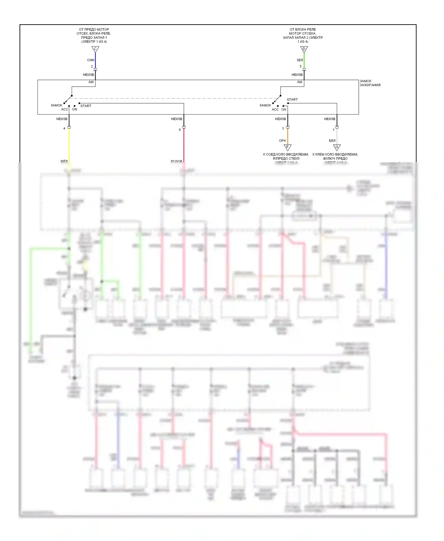 Rio Kia II рестайлинг (2009-2011): Электросхема блока предохранителей реле (2 из 4) 