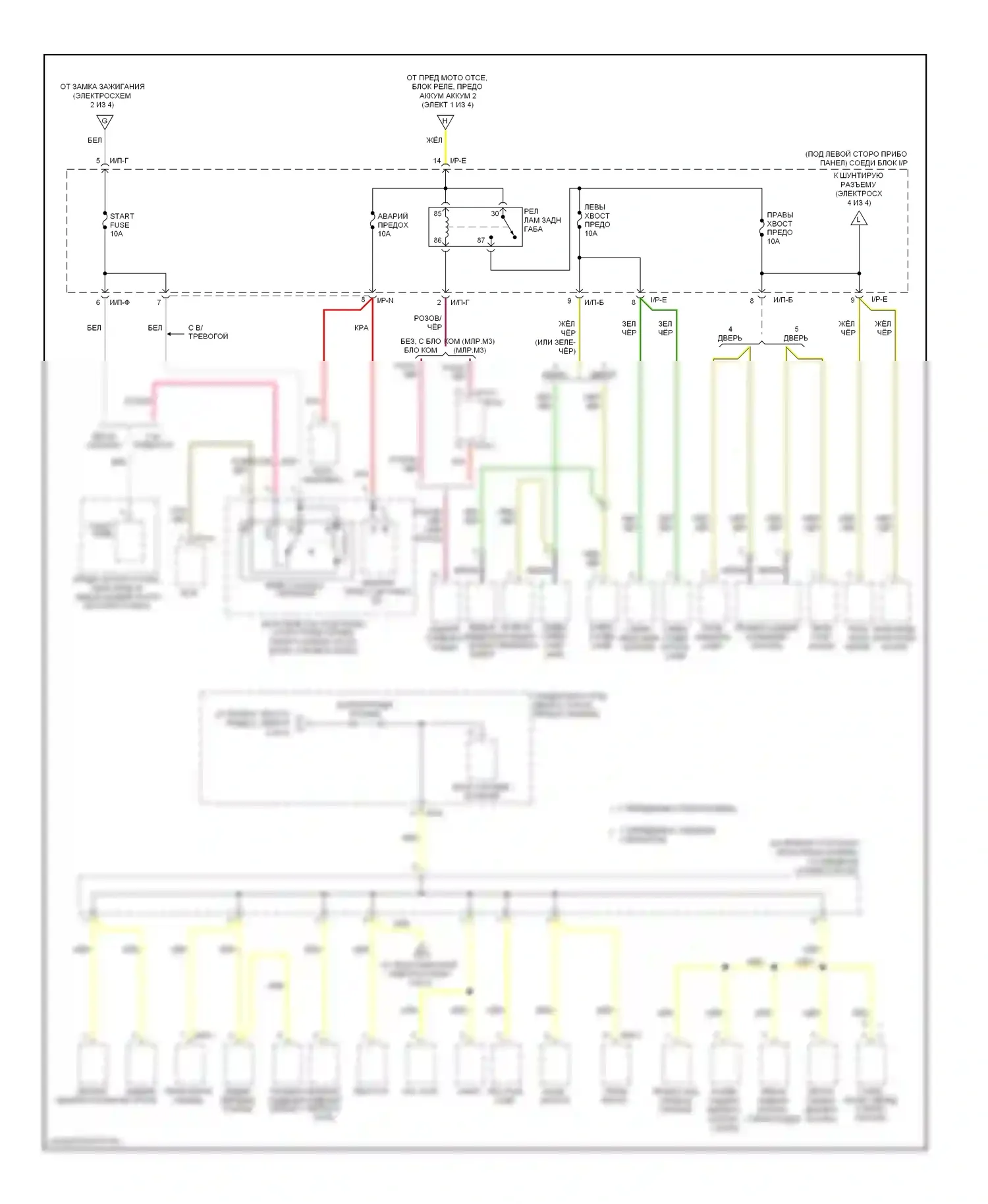 Rio Kia II рестайлинг (2009-2011): Электросхема блока предохранителей реле (4 из 4) 