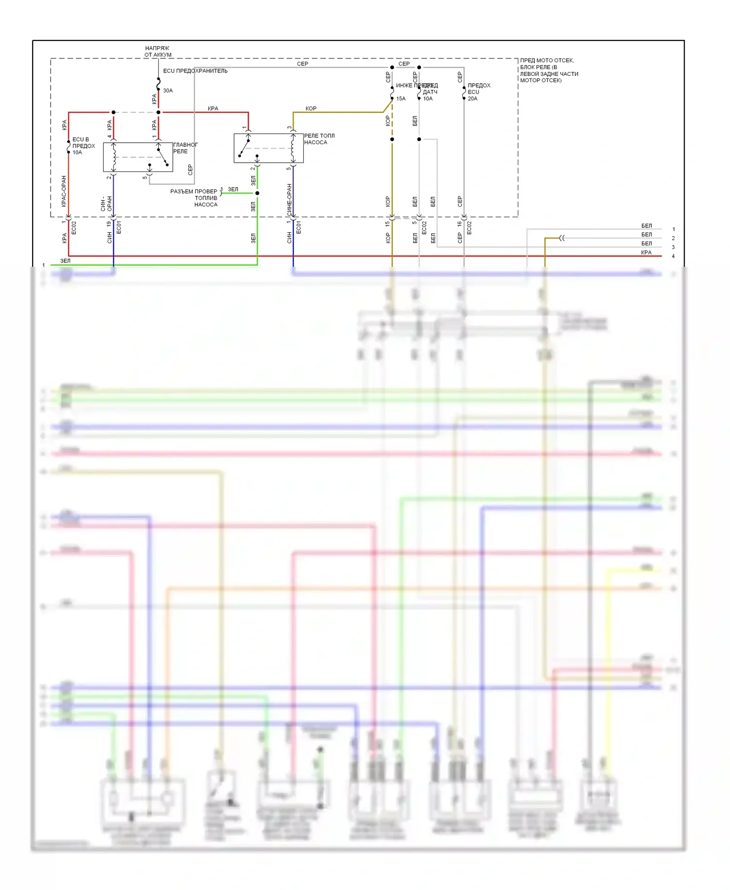 Rio Kia II рестайлинг (2009-2011): Электросхема двигателя 1.6l, ручной коробки передач (2 из 3) 