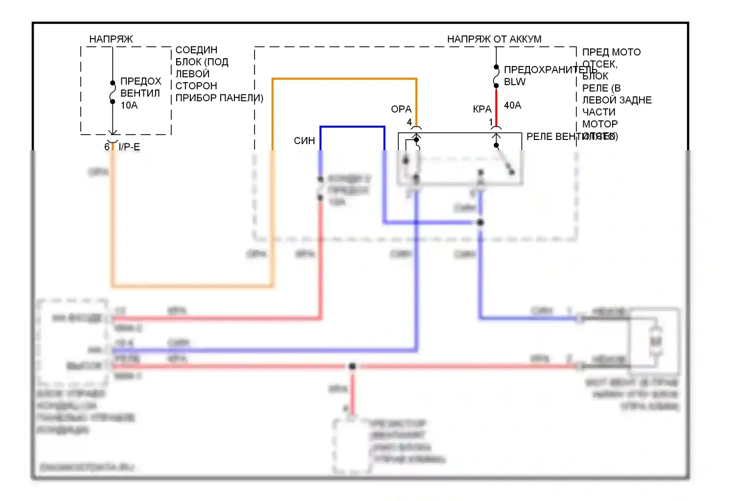 Rio Kia II рестайлинг (2009-2011): Электросхема нагревателя 