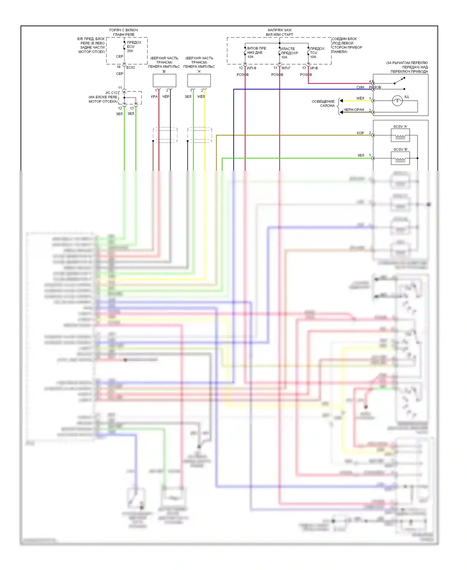 Rio Kia II рестайлинг (2009-2011): Электросхема коробки передач 