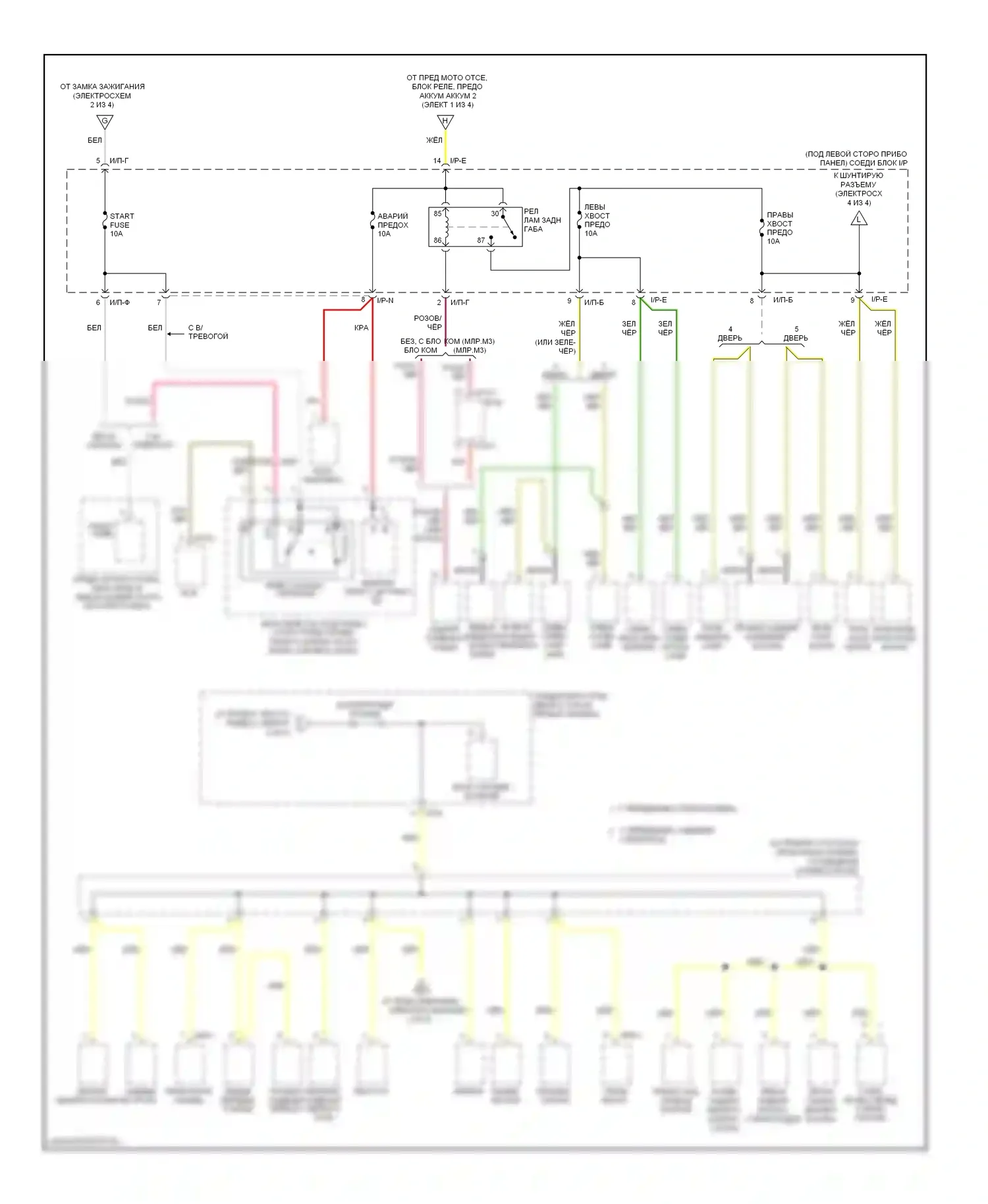 Rio Kia II (2005-2009): Электросхема блока предохранителей реле (4 из 4) 