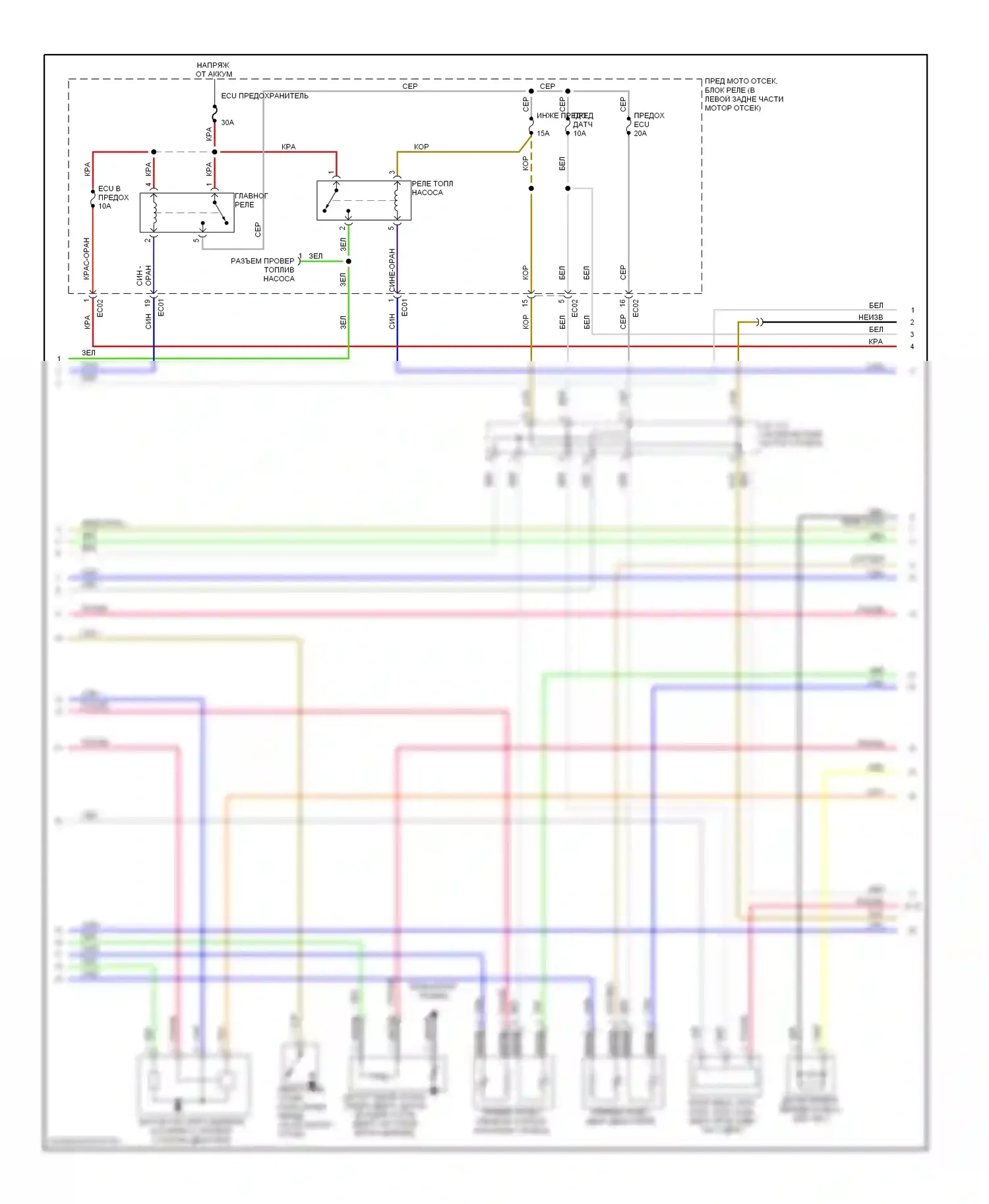 Rio Kia II (2005-2009): Электросхема двигателя 1.6l, ручной коробки передач (2 из 3) 
