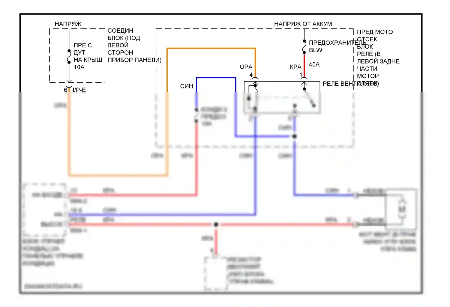 Rio Kia II (2005-2009): Электросхема нагревателя 