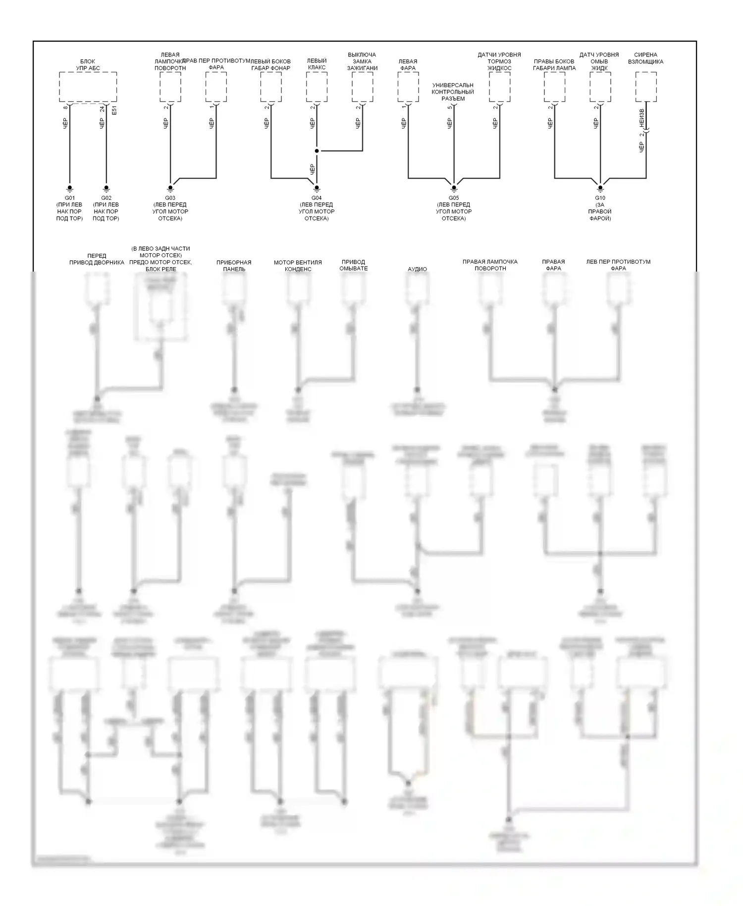Rio Kia II (2005-2009): Электросхема точек подключения масс (1 из 3) 