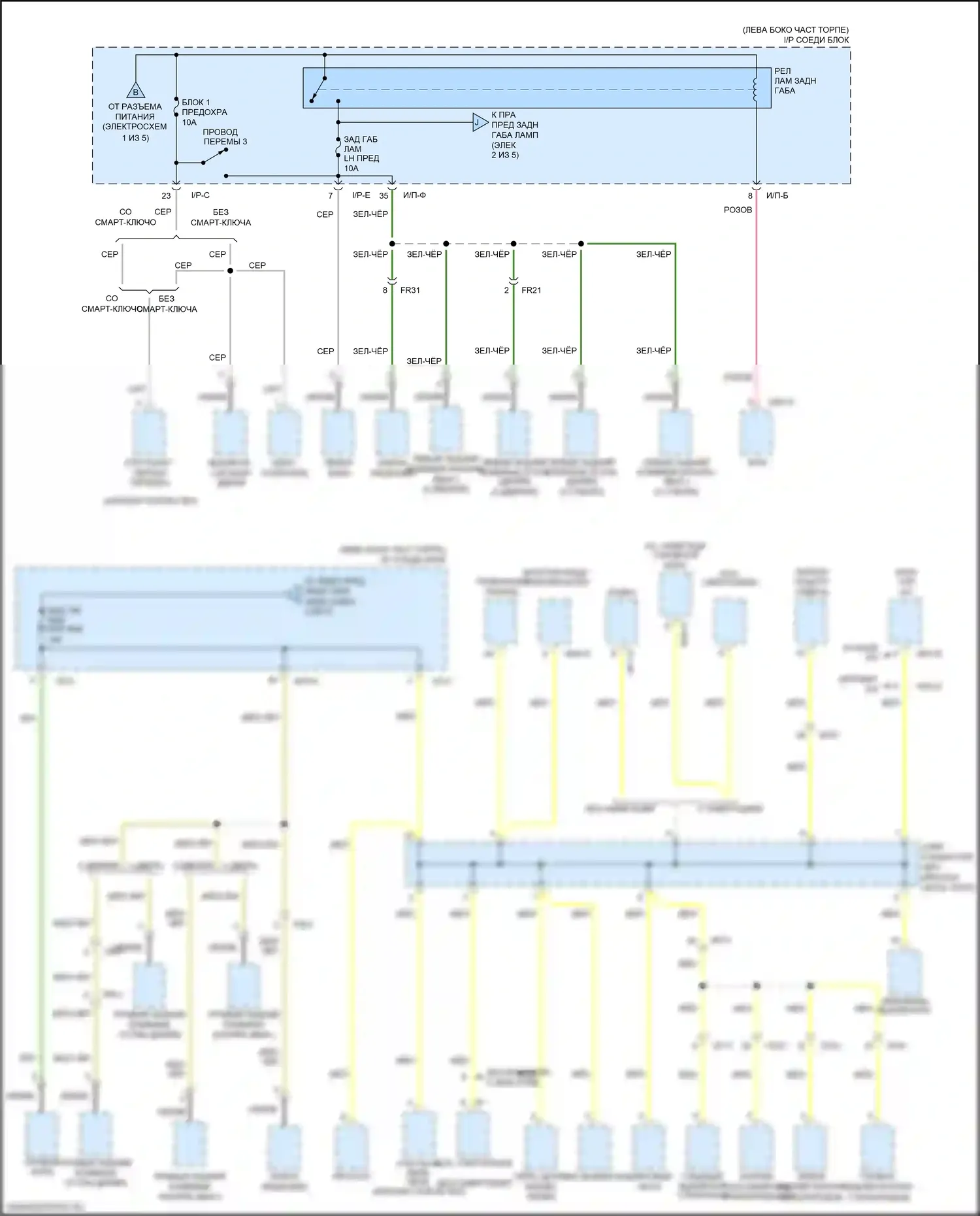 Rio Kia III рестайлинг (2015-2017): Электросхема блока предохранителей реле (2 из 5) 