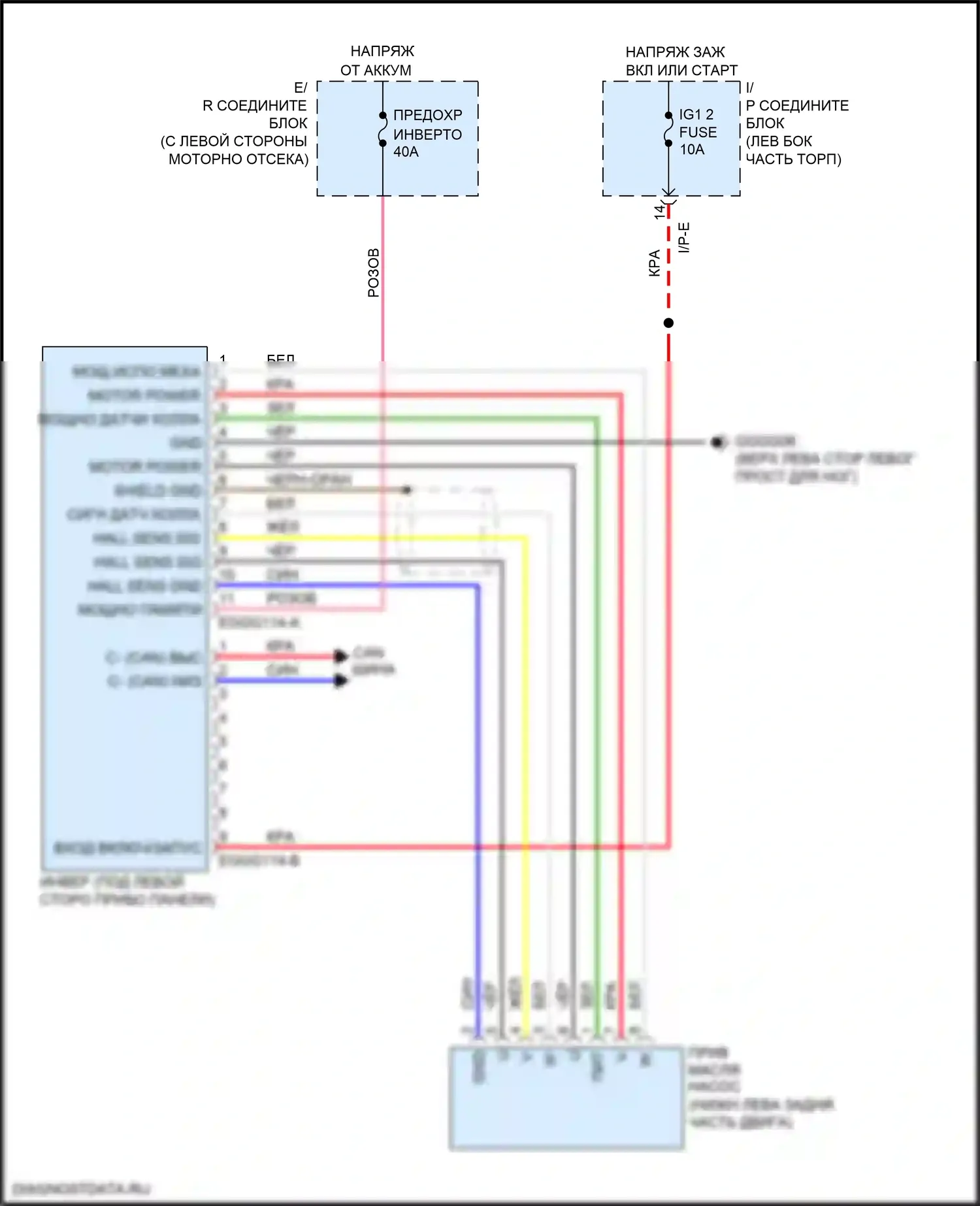 Rio Kia III рестайлинг (2015-2017): Электросхема двигателя 1.6л, электросхема электропроводки масляного насоса 