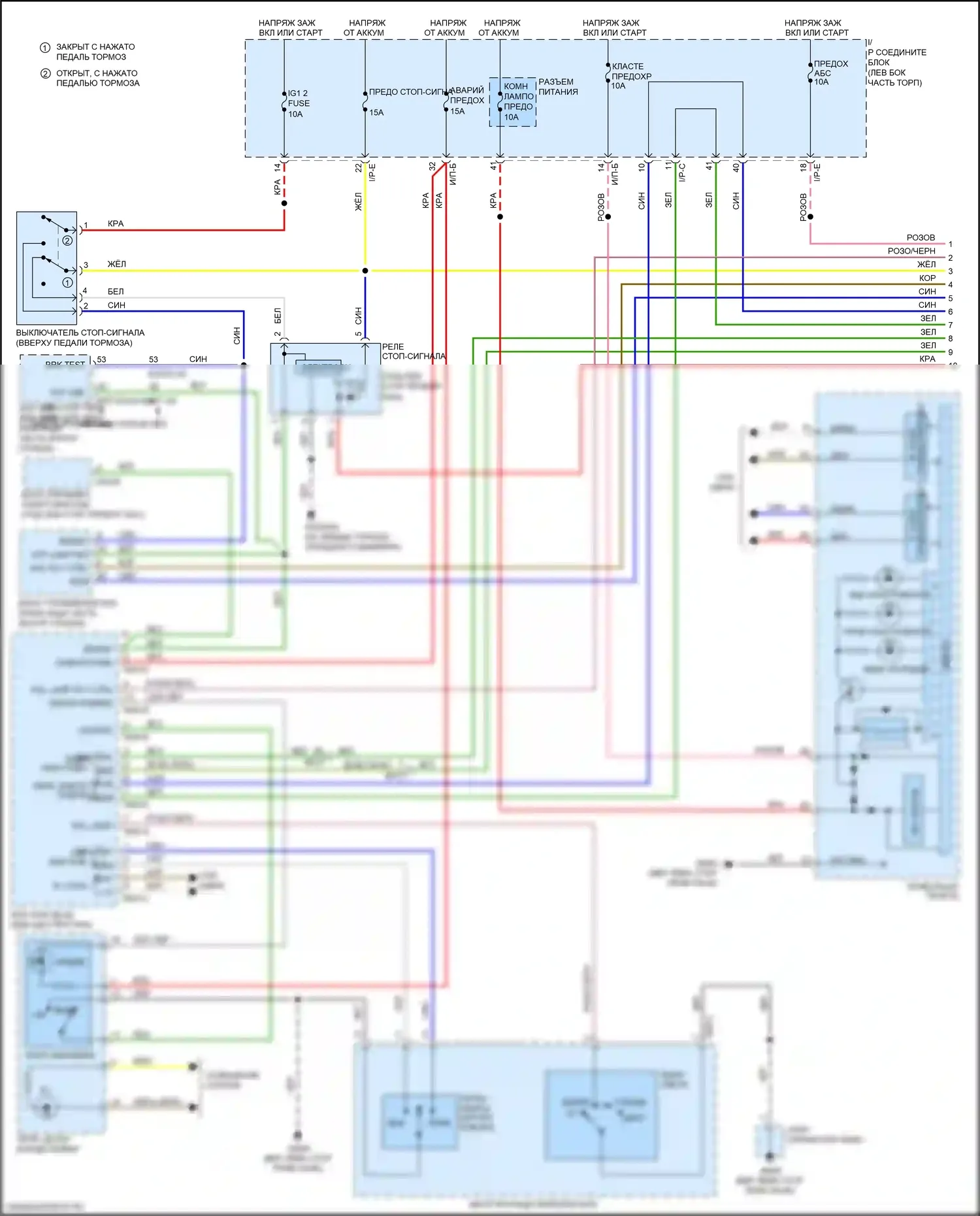 Rio Kia III рестайлинг (2015-2017): Электросхема фар и фонарей, 4 двери (1 из 3) 
