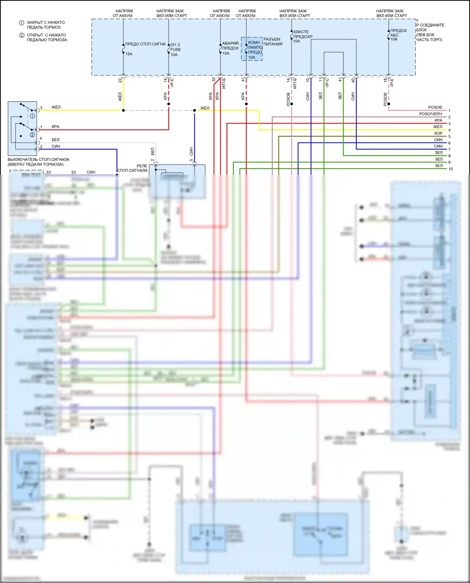 Rio Kia III рестайлинг (2015-2017): Электросхема фар и фонарей, 5 дверей (1 из 3) 