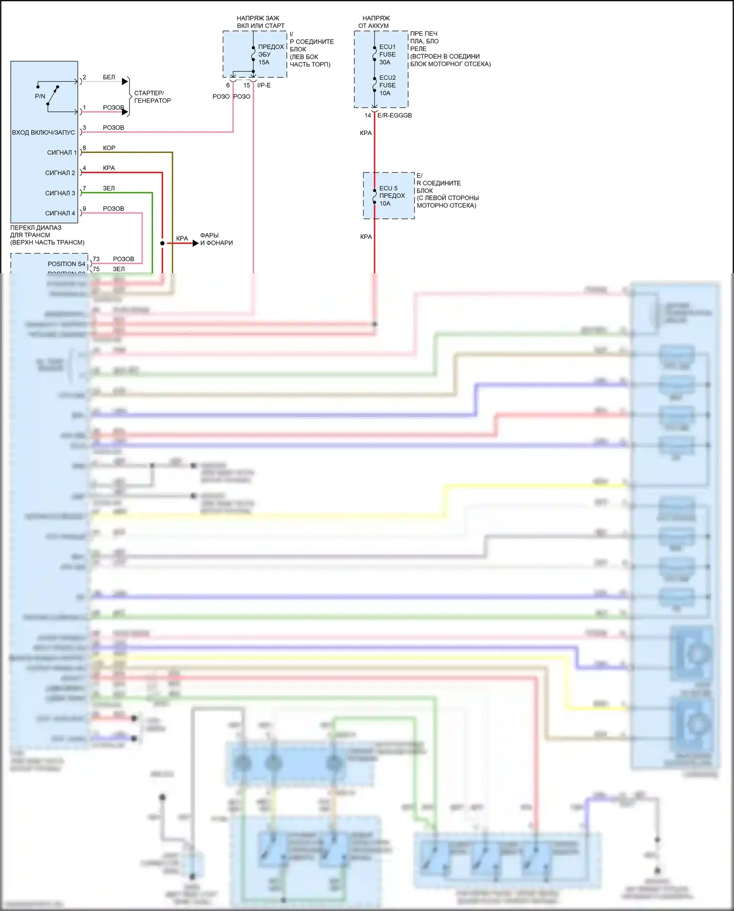 Rio Kia III рестайлинг (2015-2017): Электросхема коробки передач (1 из 2) 
