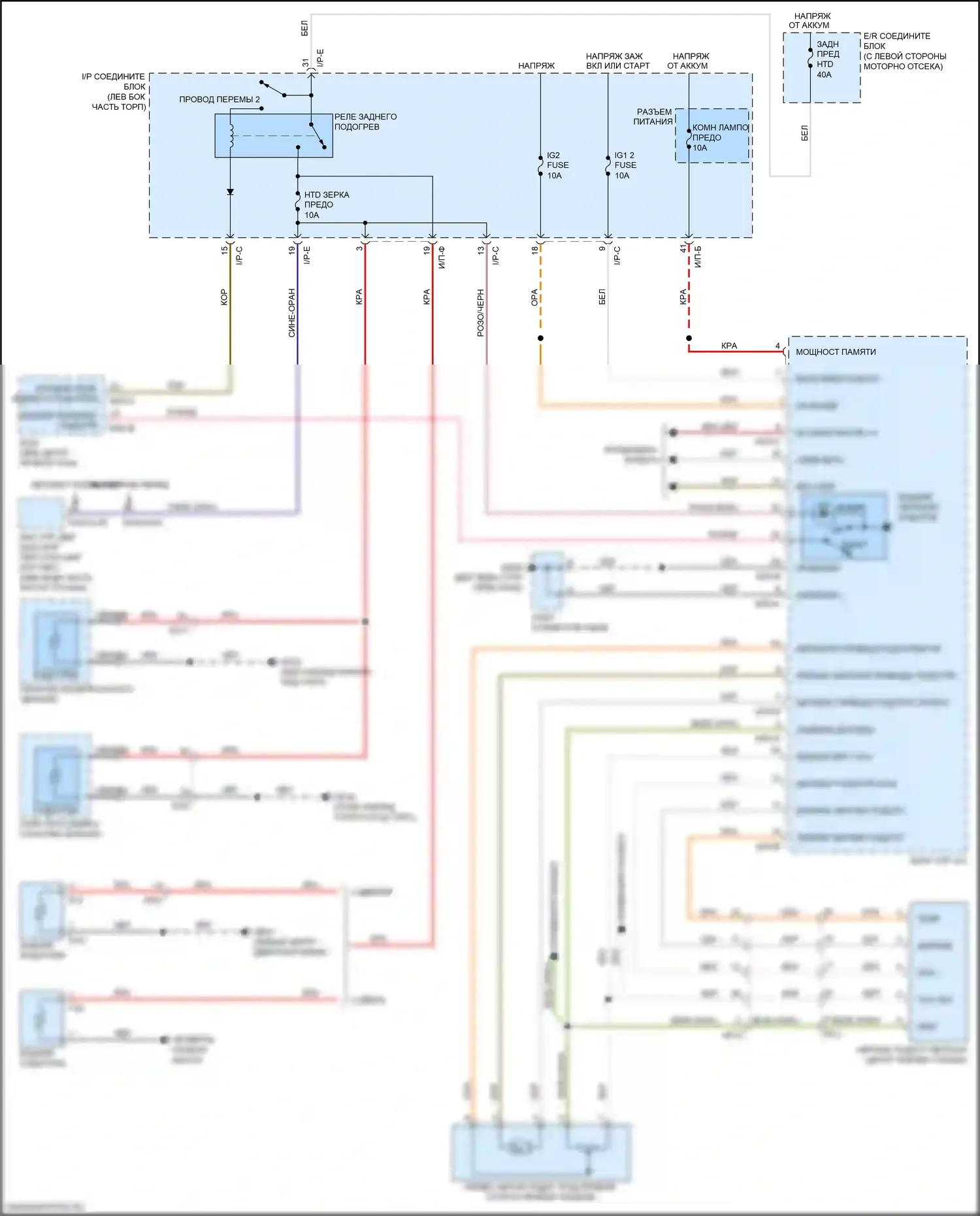 Rio Kia III рестайлинг (2015-2017): Электросхема подогрева стекол, климатконтроль 