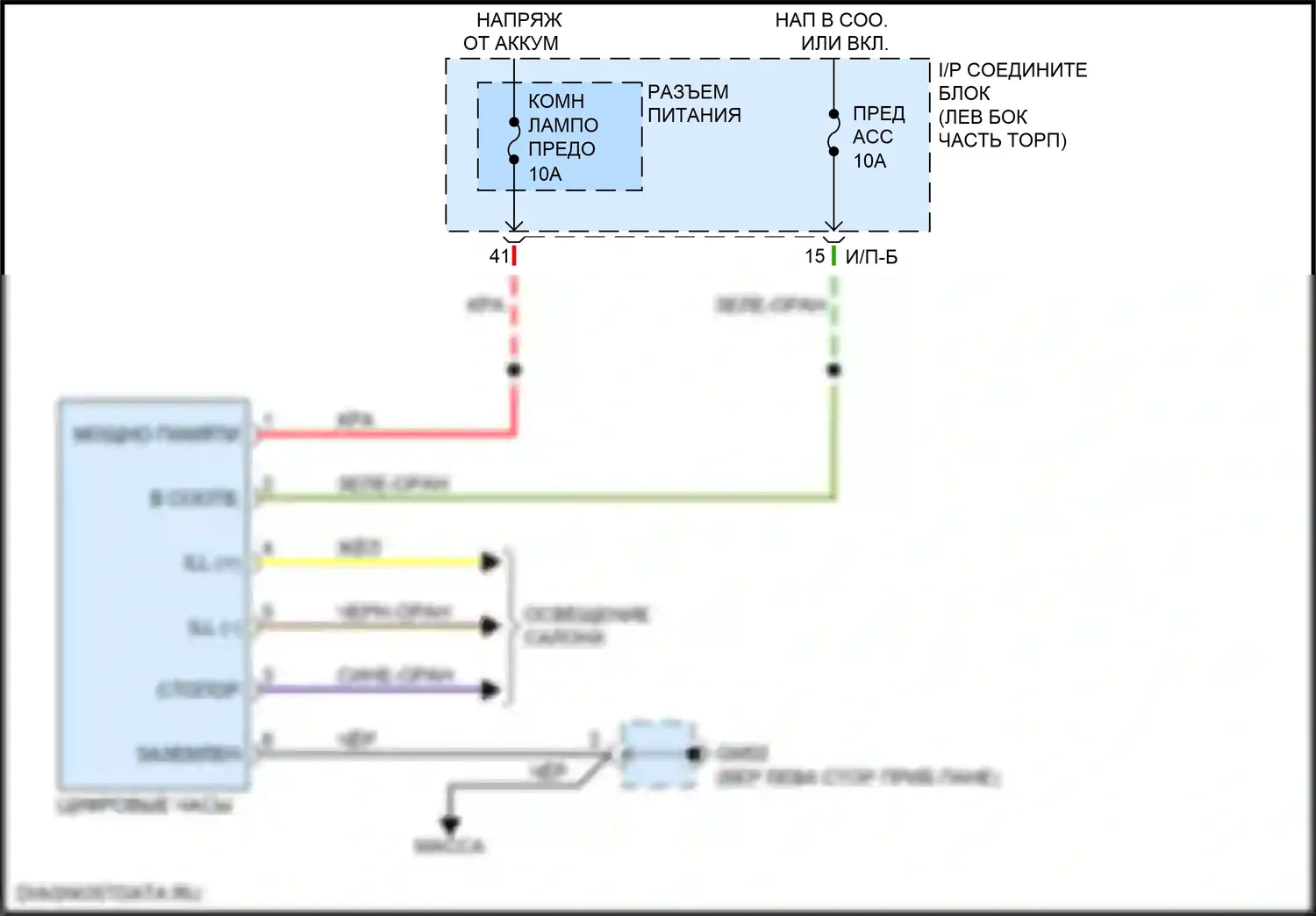 Rio Kia III рестайлинг (2015-2017): Электросхема часов 