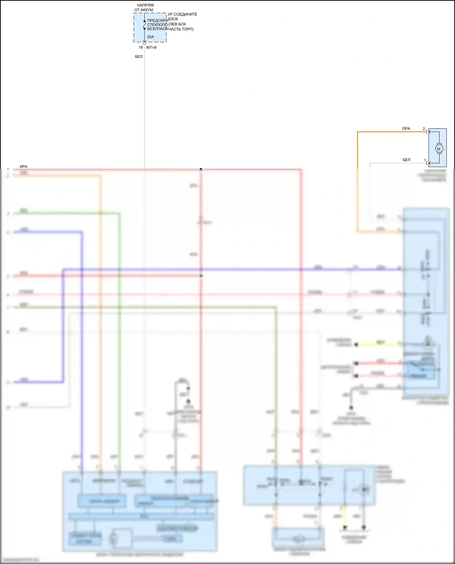 Rio Kia III рестайлинг (2015-2017): Электросхема стеклоподъемников, с стёклами безопасности водителя (2 из 2) 