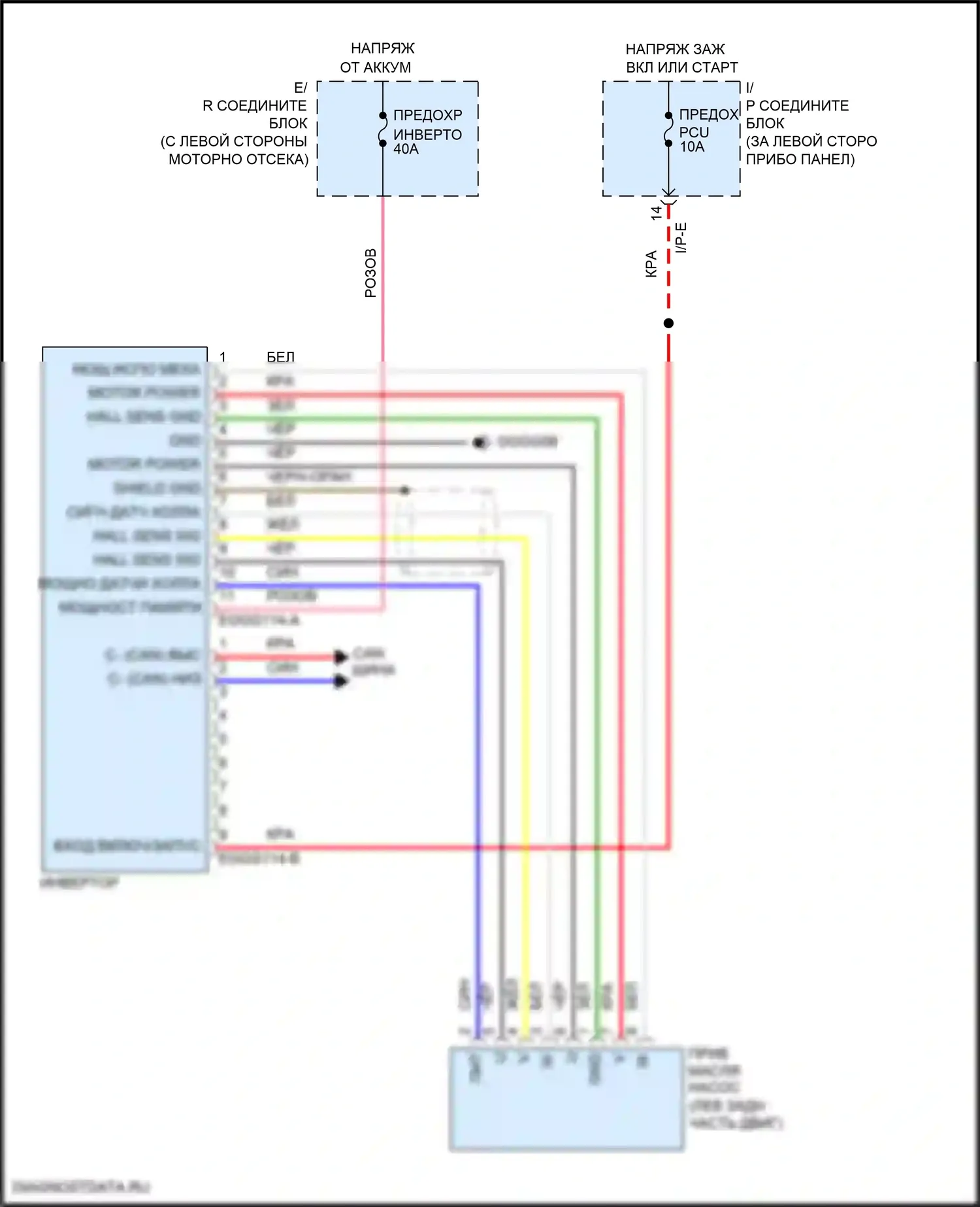 Rio Kia III (2011-2015): Электросхема двигателя 1.6л, электросхема электропроводки масляного насоса 
