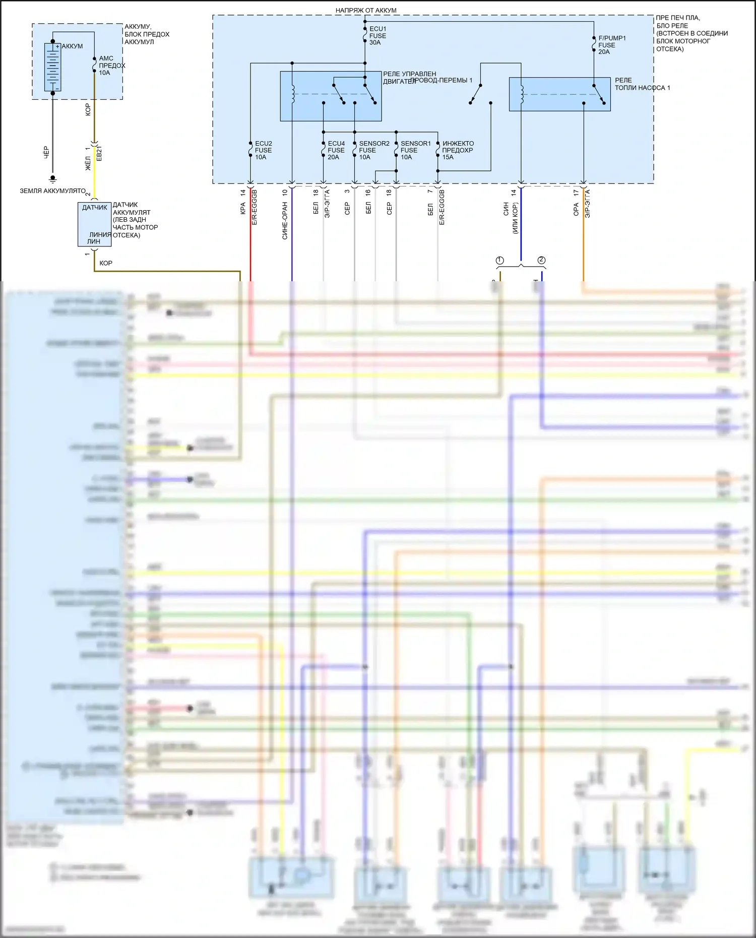 Rio Kia III (2011-2015): Электросхема двигателя 1.6l, электросхема управления mfi, ручной коробки передач (1 из 5) 