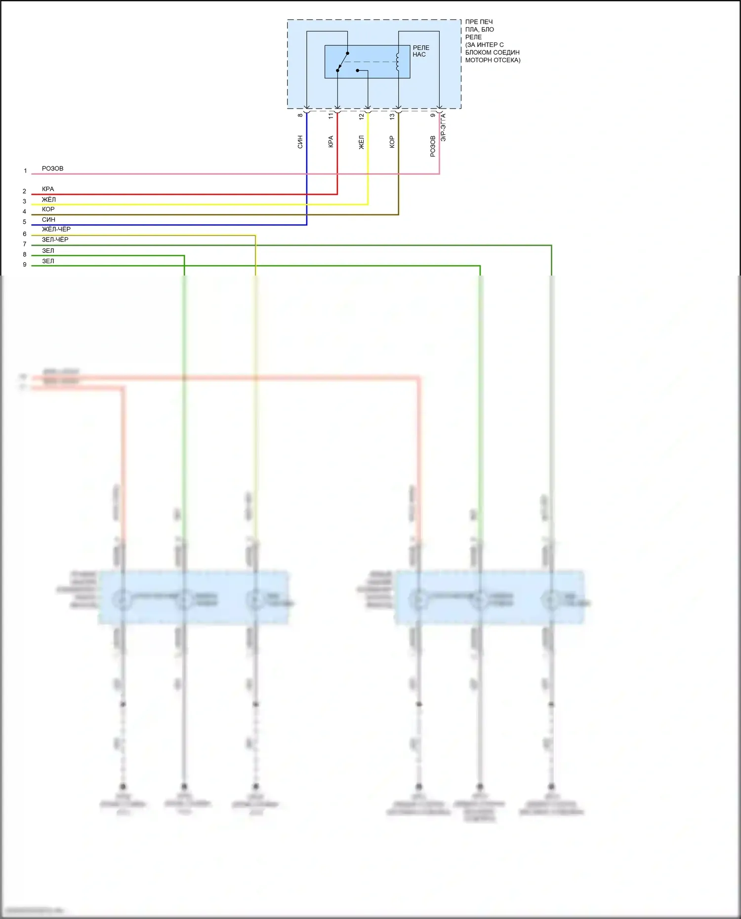 Rio Kia III (2011-2015): Электросхема фар и фонарей, 4 двери (3 из 3) 