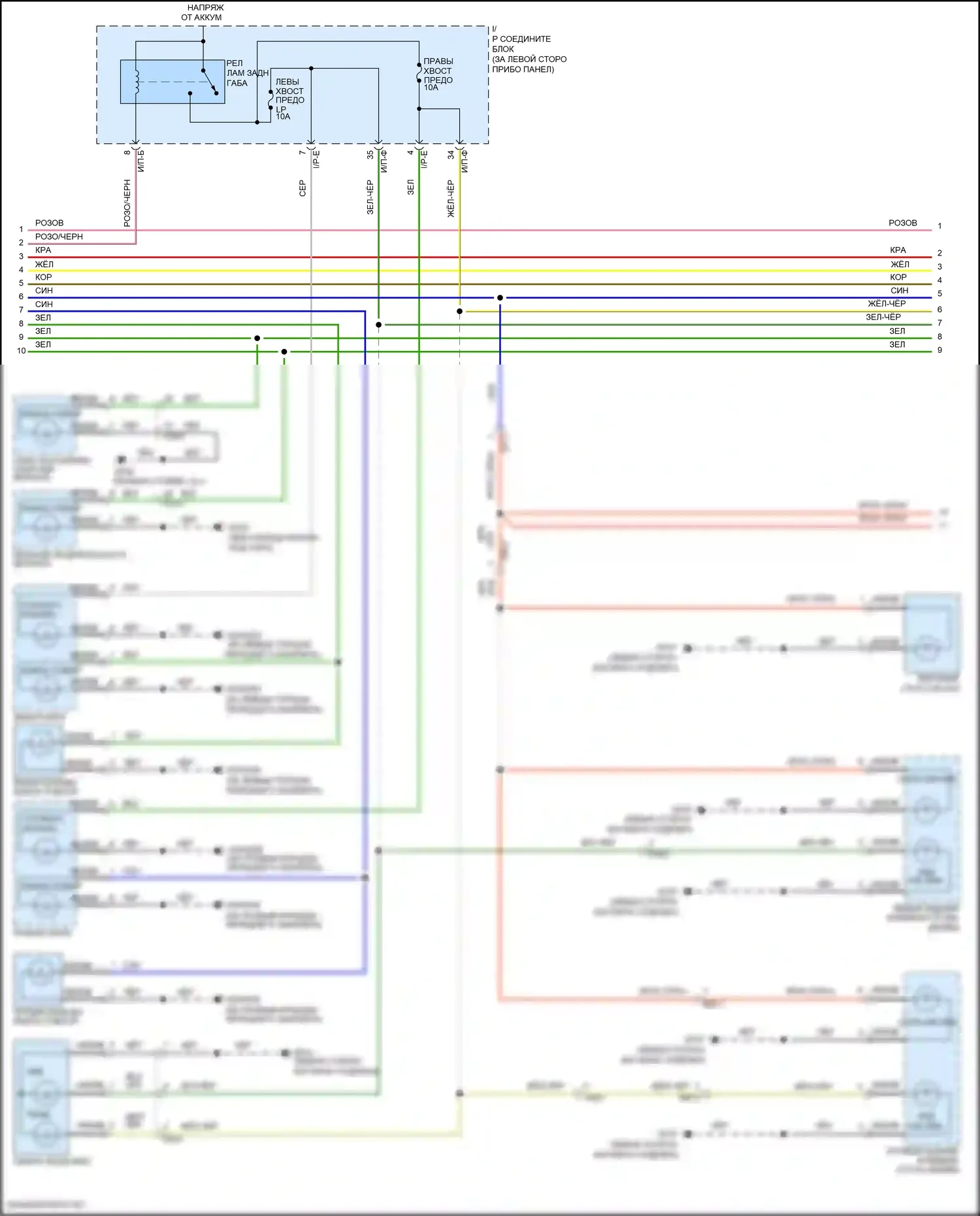 Rio Kia III (2011-2015): Электросхема фар и фонарей, 5 дверей (2 из 3) 