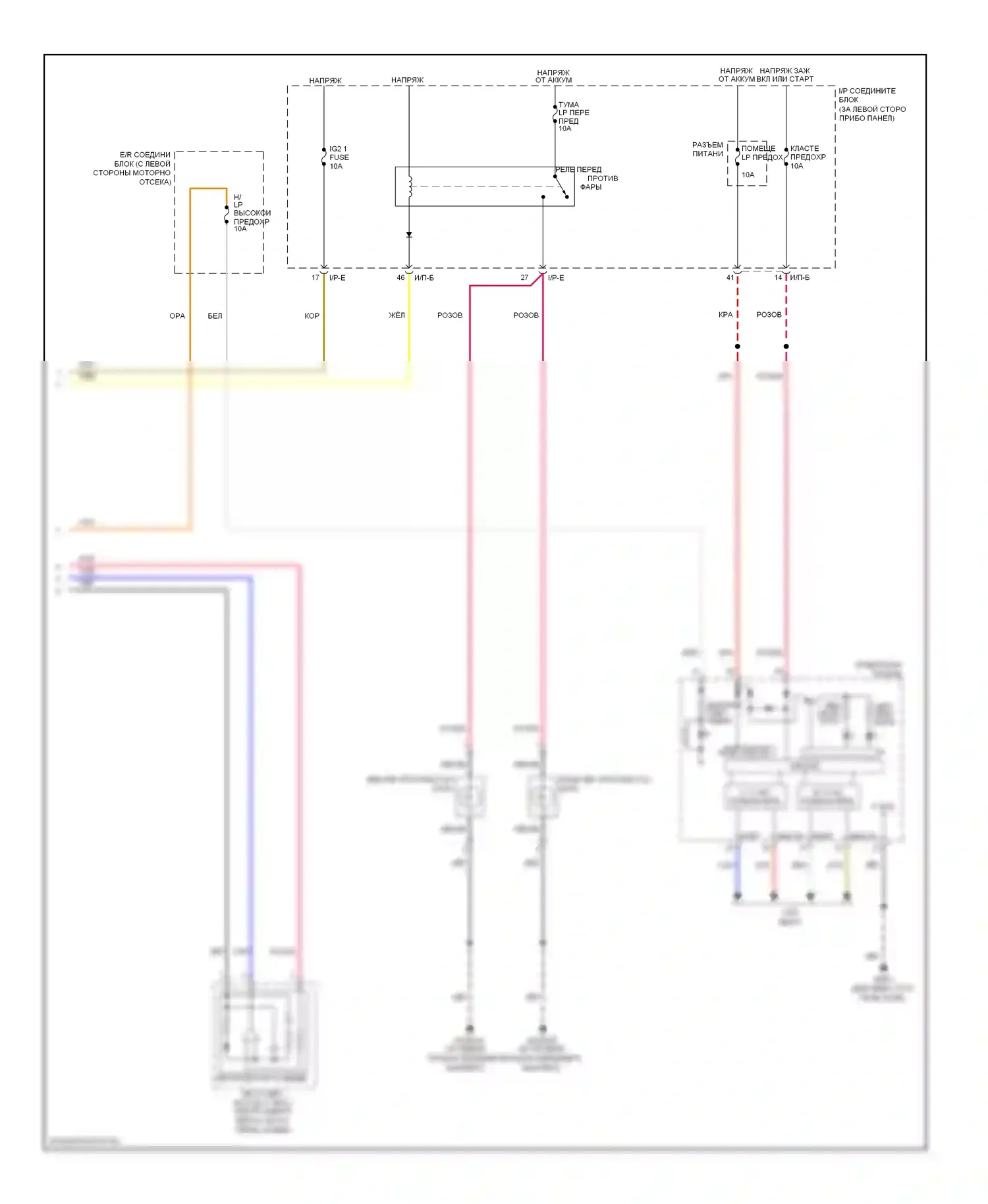 Rio Kia III (2011-2015): Электросхема фар, без дрели (2 из 2) 