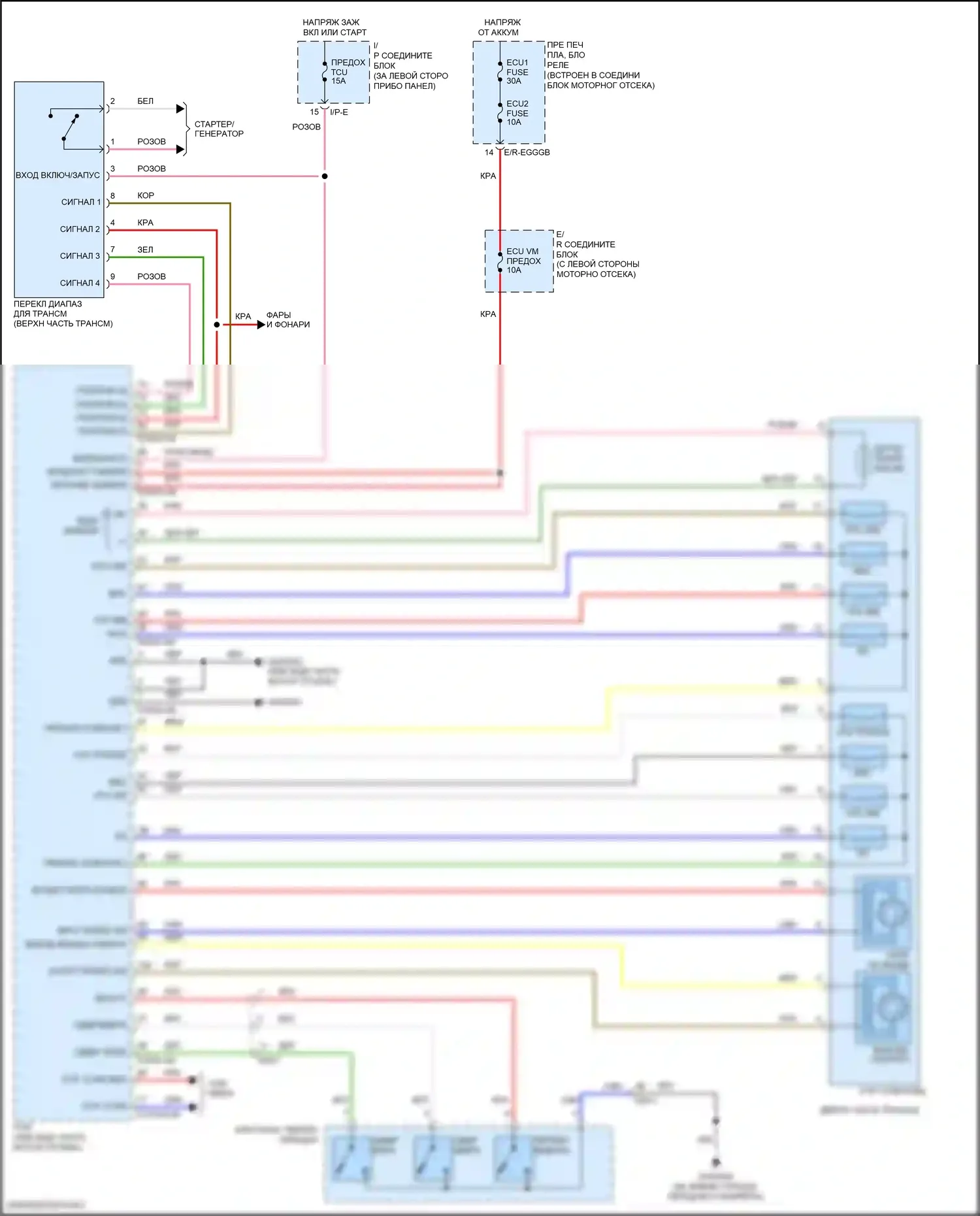 Rio Kia III (2011-2015): Электросхема коробки передач (1 из 2) 
