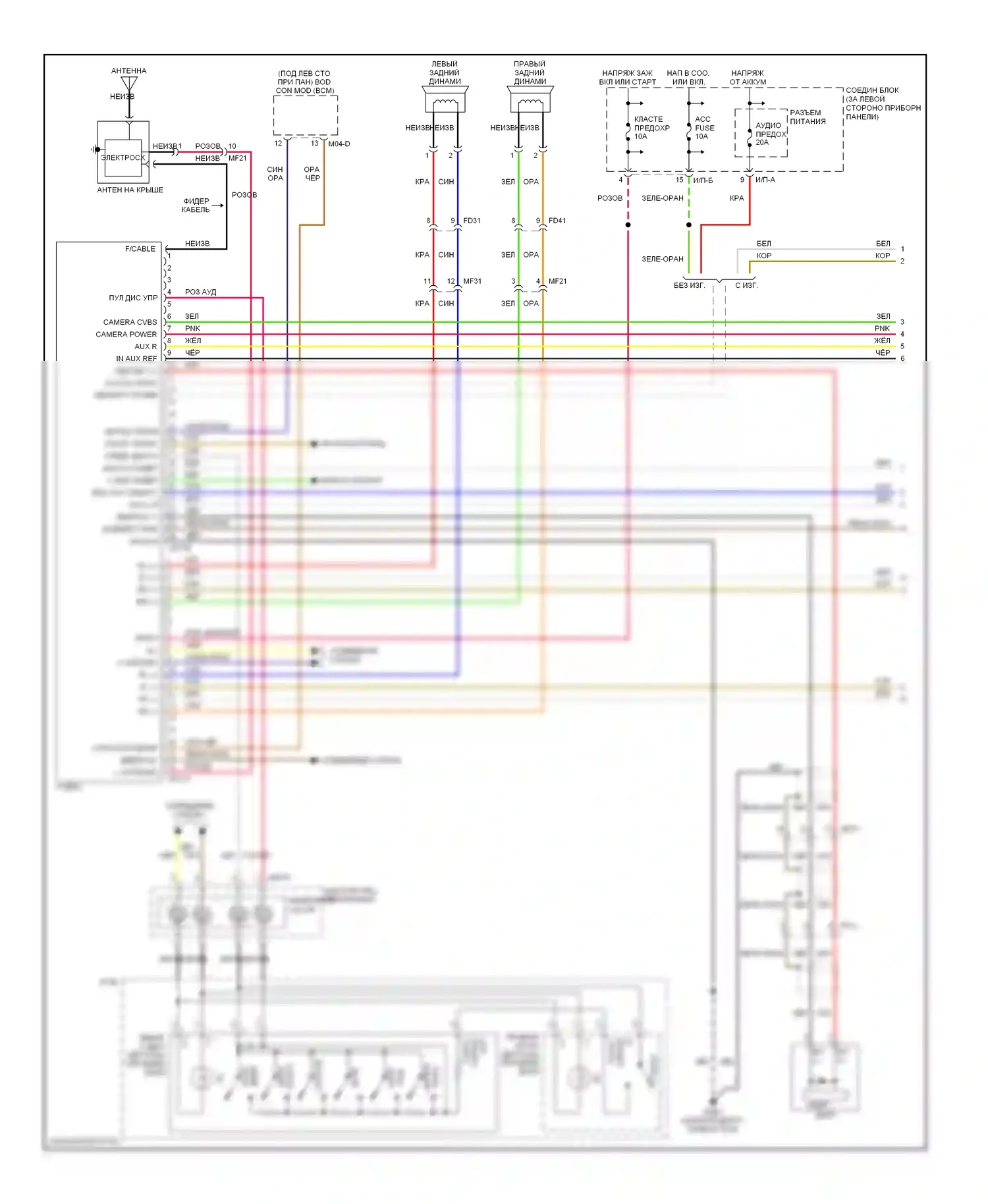 Rio Kia III (2011-2015): Аудио электросхема uvo, без навигации (1 из 2) 