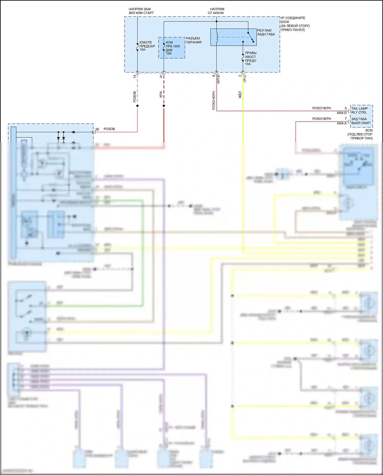 Rio Kia III (2011-2015): Электросхема подсветки приборной панели (1 из 2) 