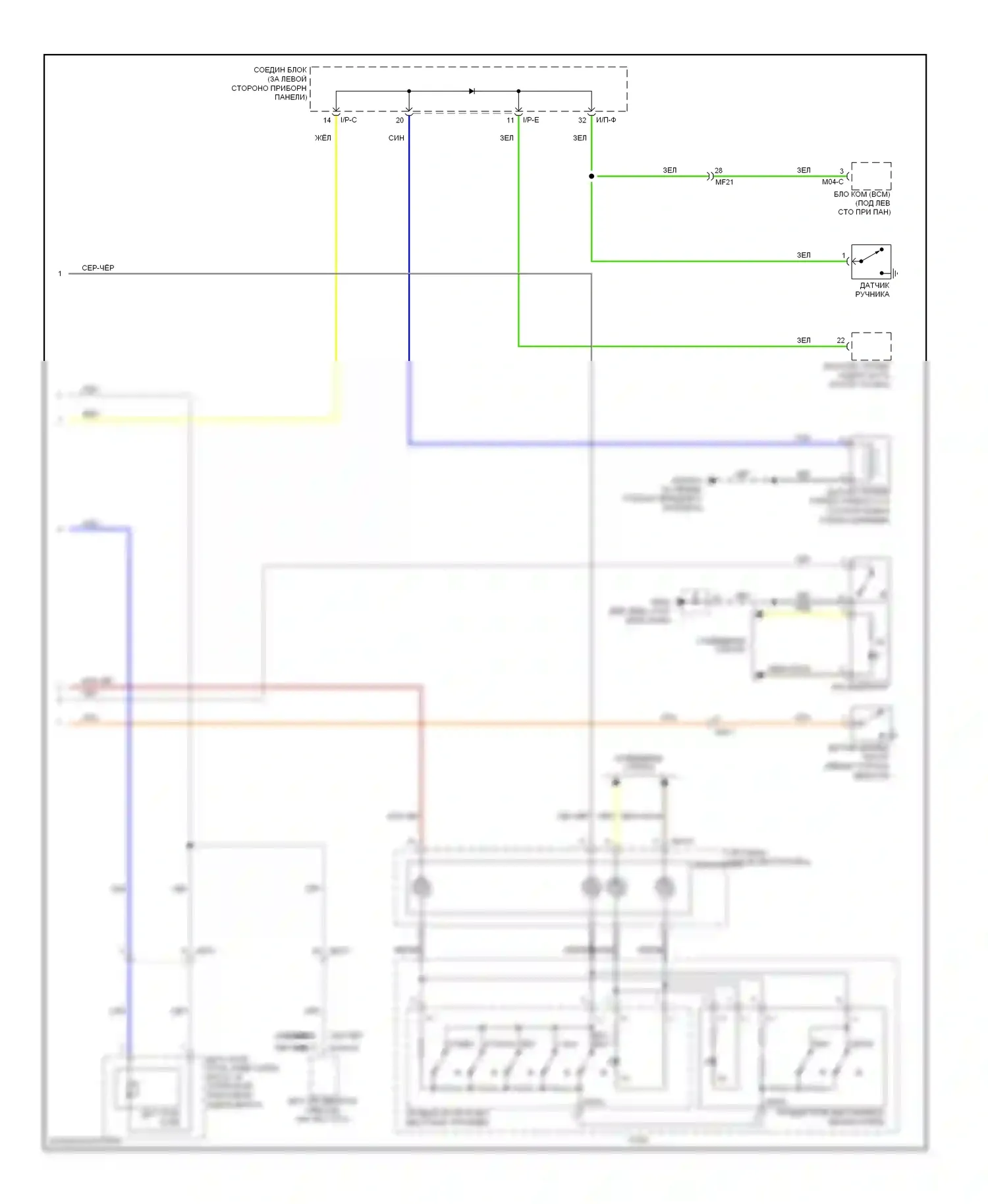 Rio Kia III (2011-2015): Электросхема приборной панели, со сверхвидением (2 из 2) 