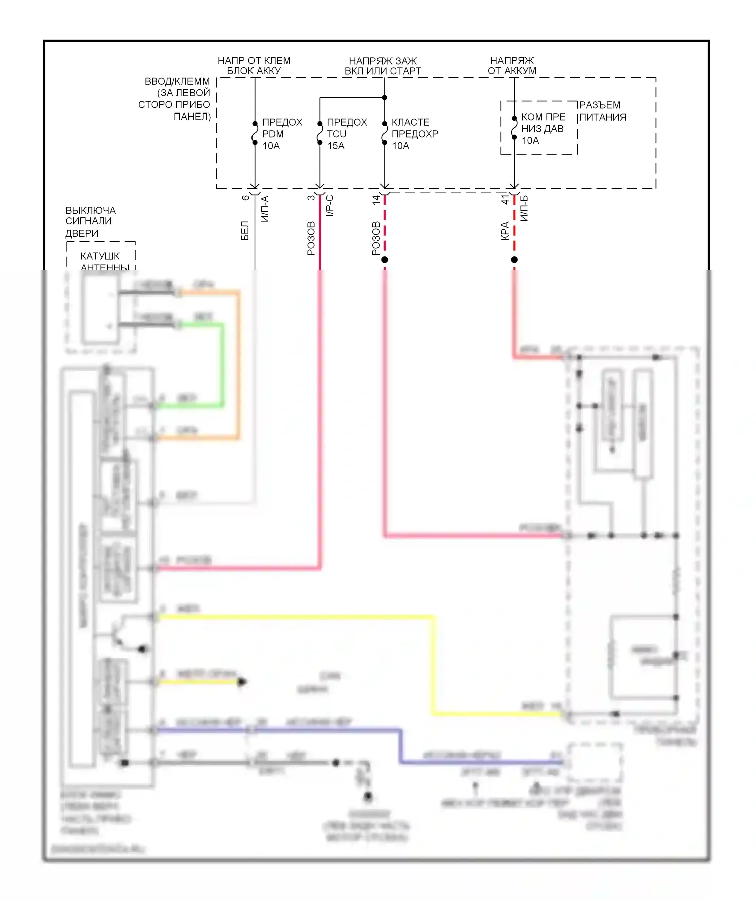 Rio Kia III (2011-2015): Электросхема иммобилайзера, без смарт-ключа 