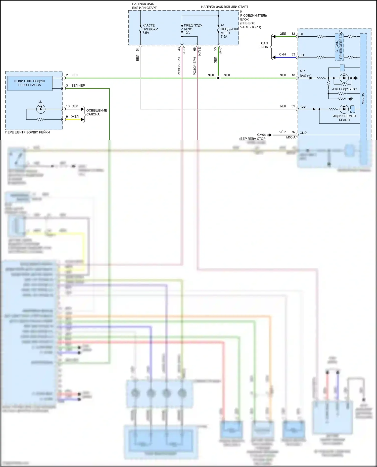 Rio Kia IV рестайлинг (2020-2024): Электросхема подушек безопасности (1 из 2) 